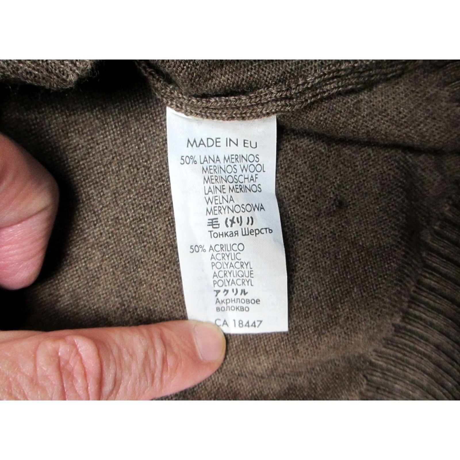 Vintage Codice Sweater Mens Long Sleeve Brown Knit Merino Wool V-Neck Pullover Regular 52 L Winter Casual Workwear Size US L / EU 52-54 / 3 - 5 Thumbnail