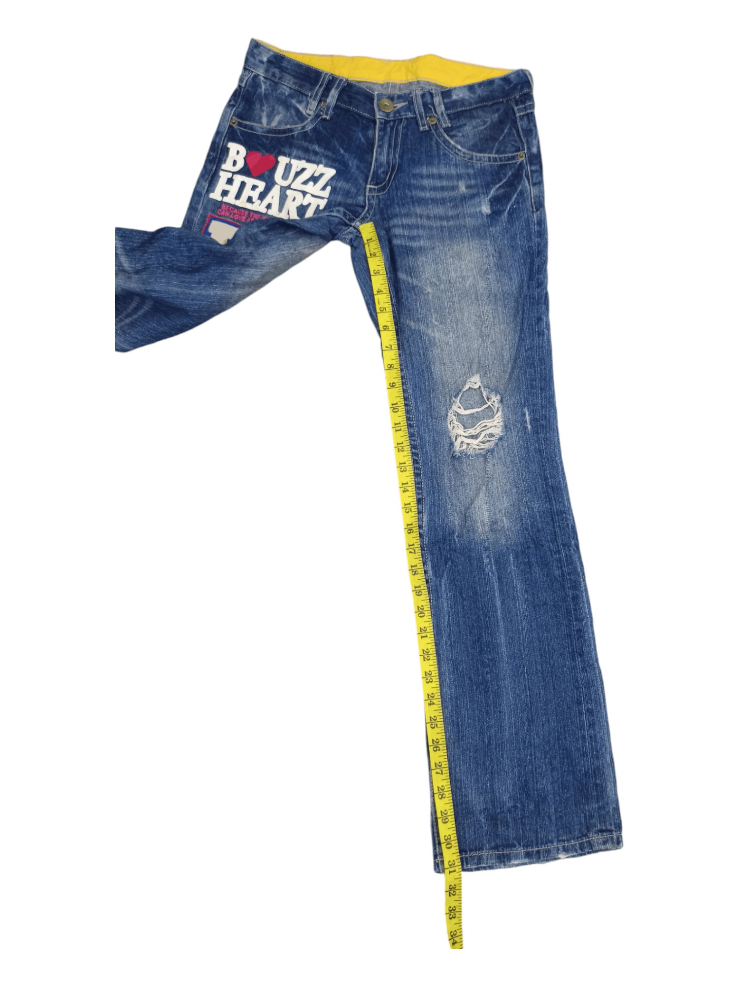 Japanese Brand BUZZSPUNKY Big Blowout Patched Distressed Flare Jeans Size US 29 - 19 Thumbnail