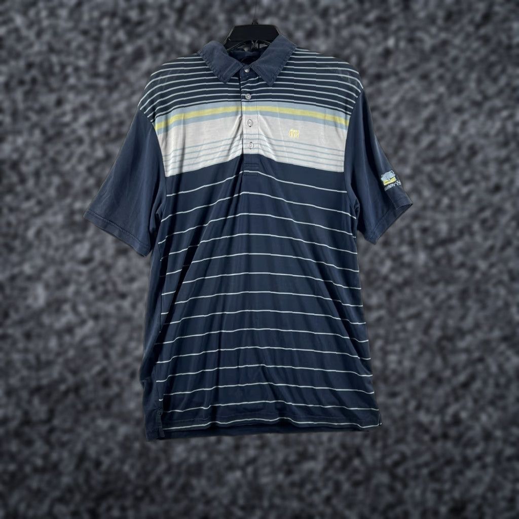 TravisMathew Travis Mathew Polo Shirt Mens Medium Blue Striped Short Sleeve Casual Shirt Polo Size US M / EU 48-50 / 2 - 1 Thumbnail