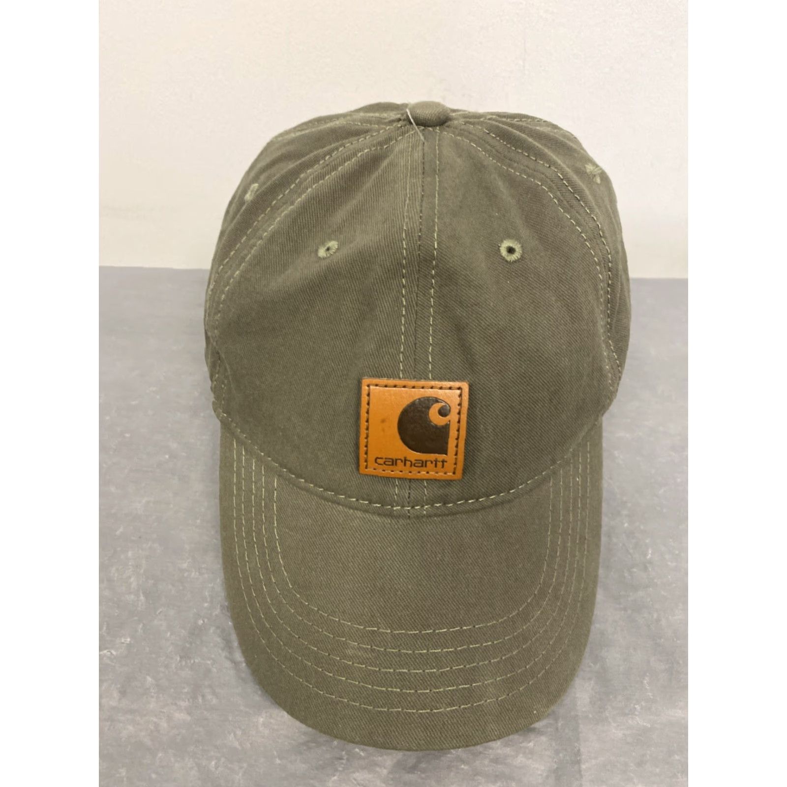 Carhartt CARHARTT Men's Canvas Cap Dusty Olive Green OSFA Velcro Hat Size ONE SIZE - 2 Thumbnail