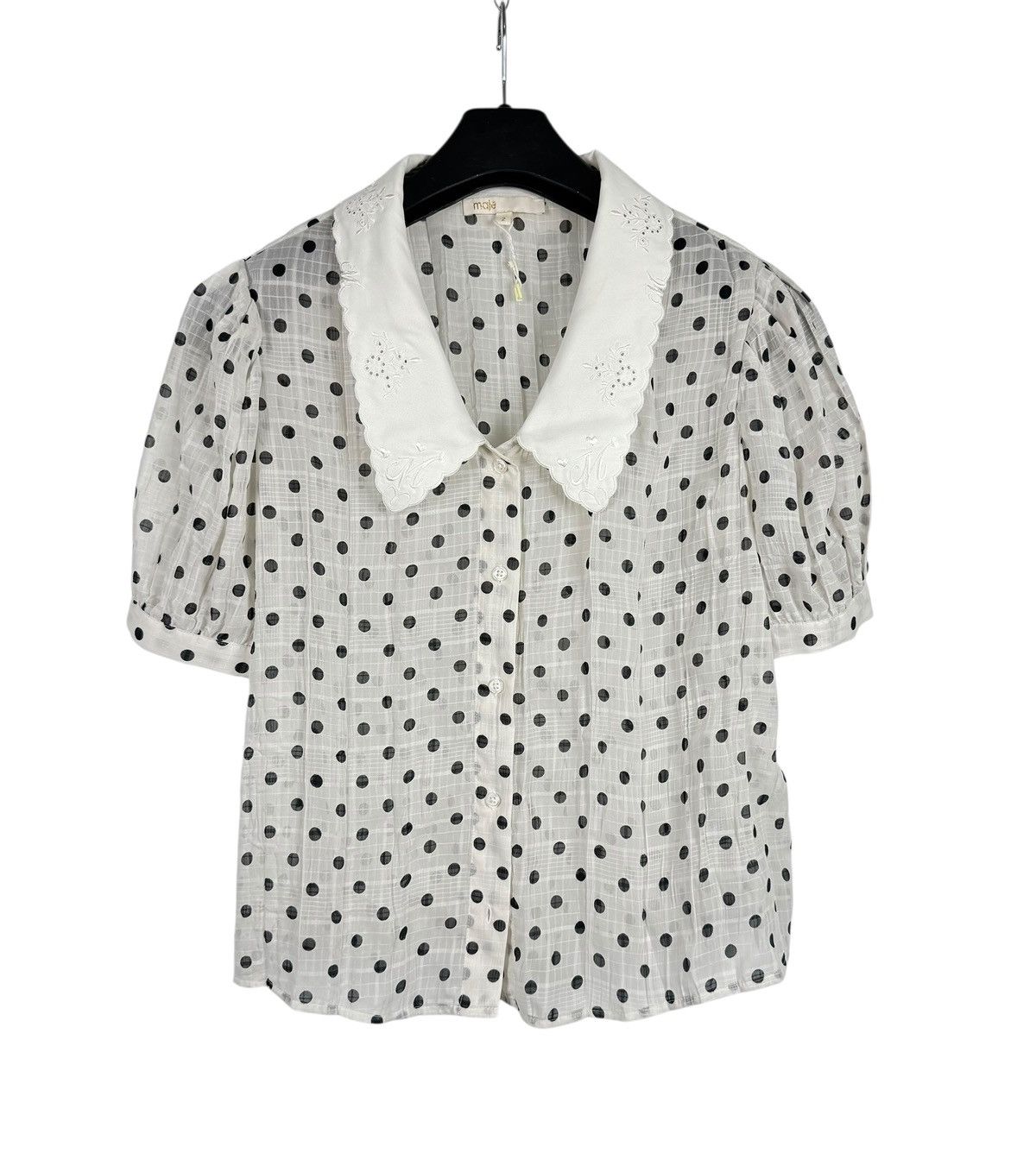 Maje Maje Polka Dot Peter Pan Collar Button Up Viscose Polyester Size S / US 4 / IT 40 - 11 Thumbnail