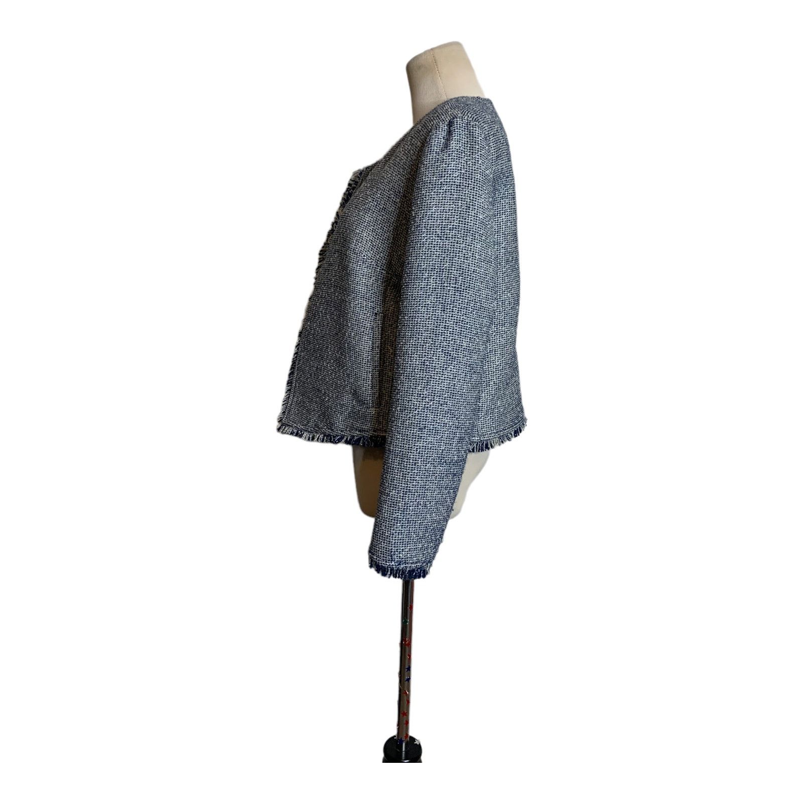 Banana Republic Banana Republic blue tweed fringe trims open lined blazer 6 Size M / US 6-8 / IT 42-44 - 9 Thumbnail