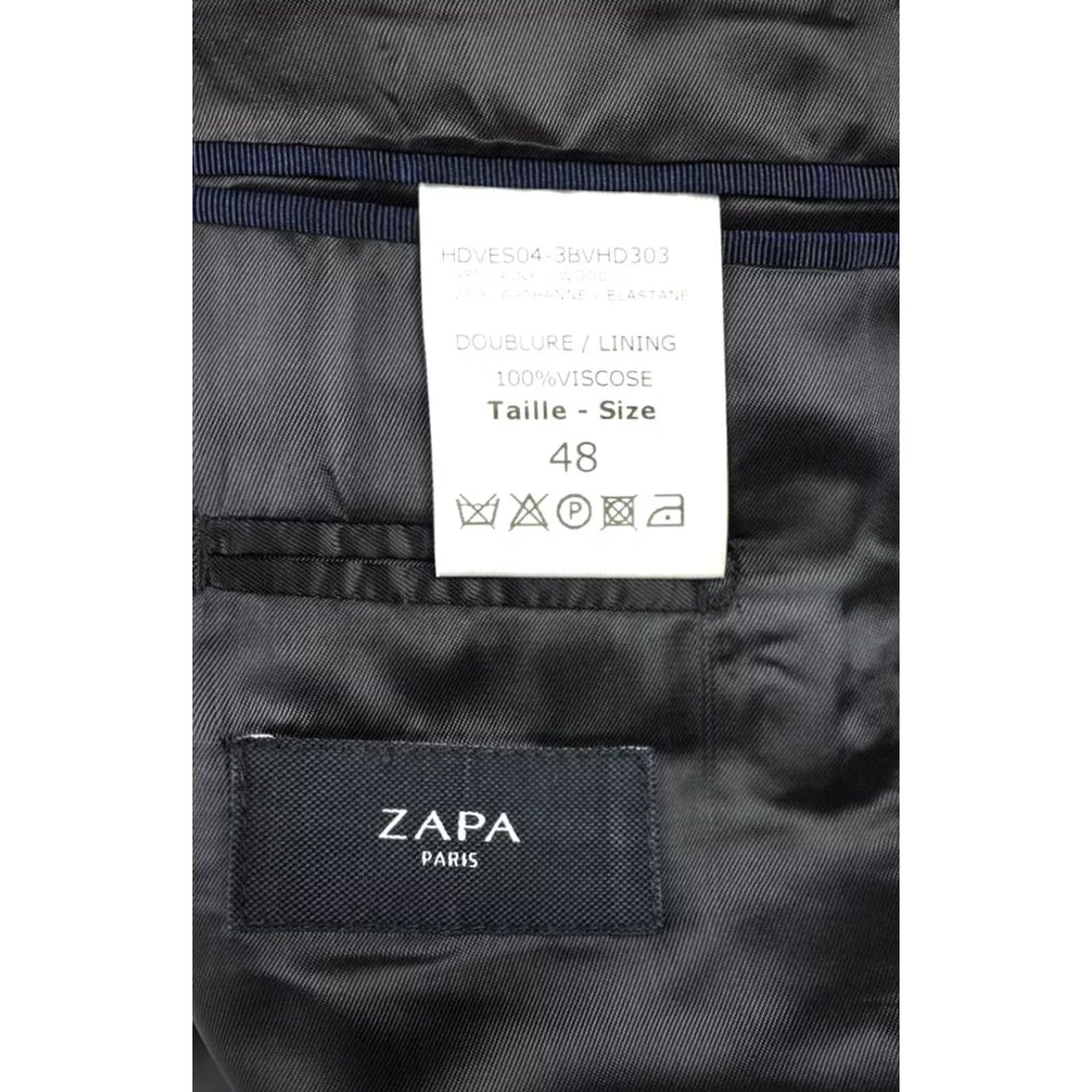 Vintage Zapa Blazer Men's UK 38 Grey Wool Single-Breasted Peak Lapels Buttons Lined Size 38R - 6 Thumbnail