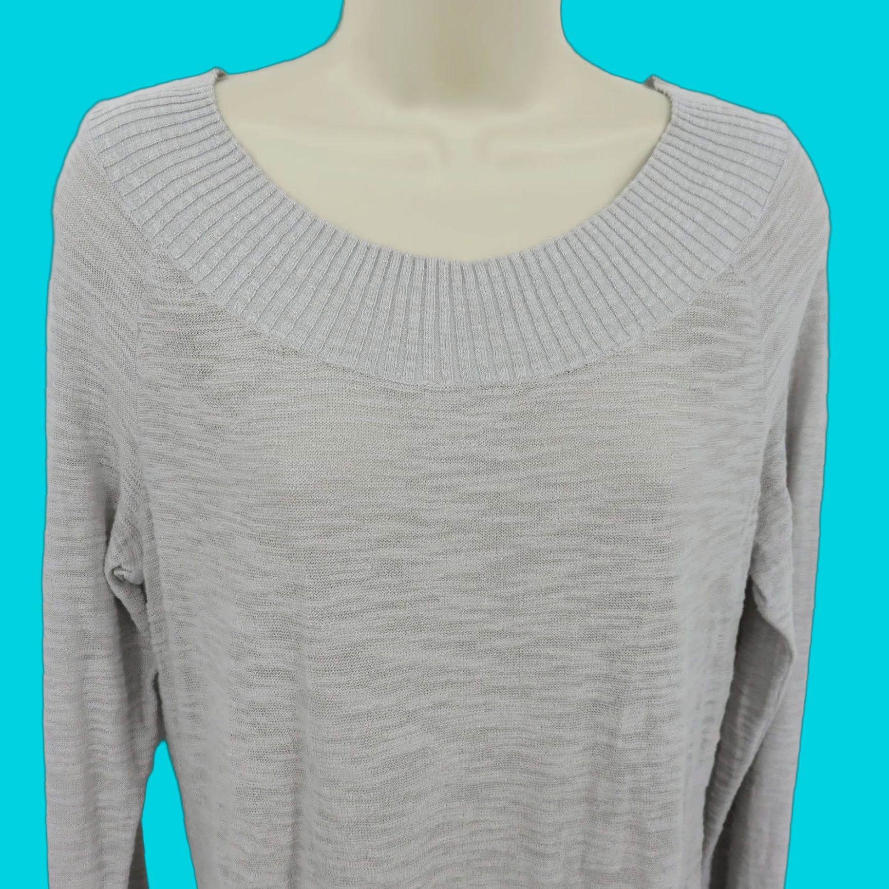 Express Express Women Large Ribbed Gray Burnout Long Sleeve Pullover Sweater NEW Size L / US 10 / IT 46 - 1 Thumbnail