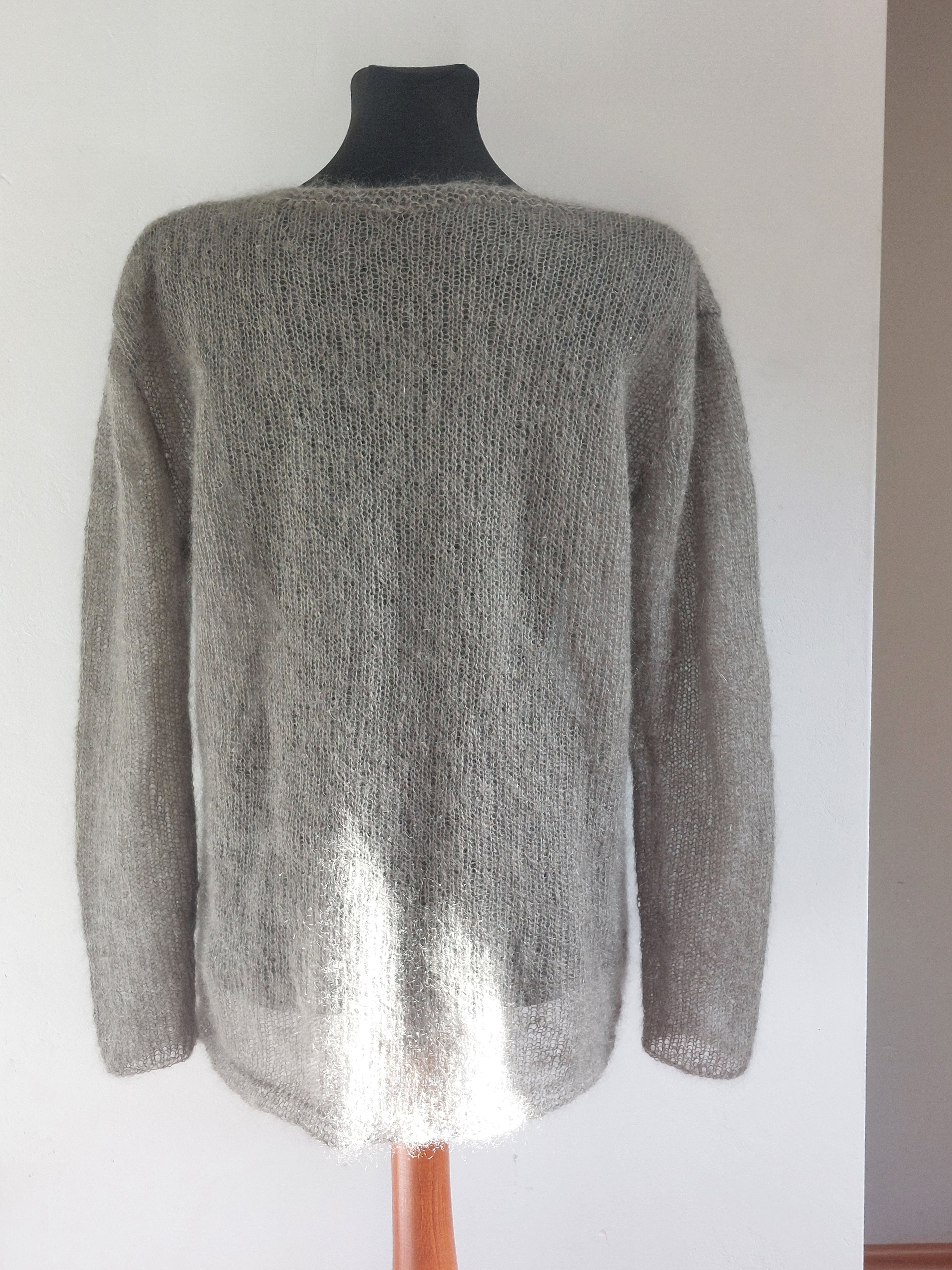 Handmade HANDMADE Kid Mohair Grey Sweater Size L / US 10 / IT 46 - 4 Thumbnail