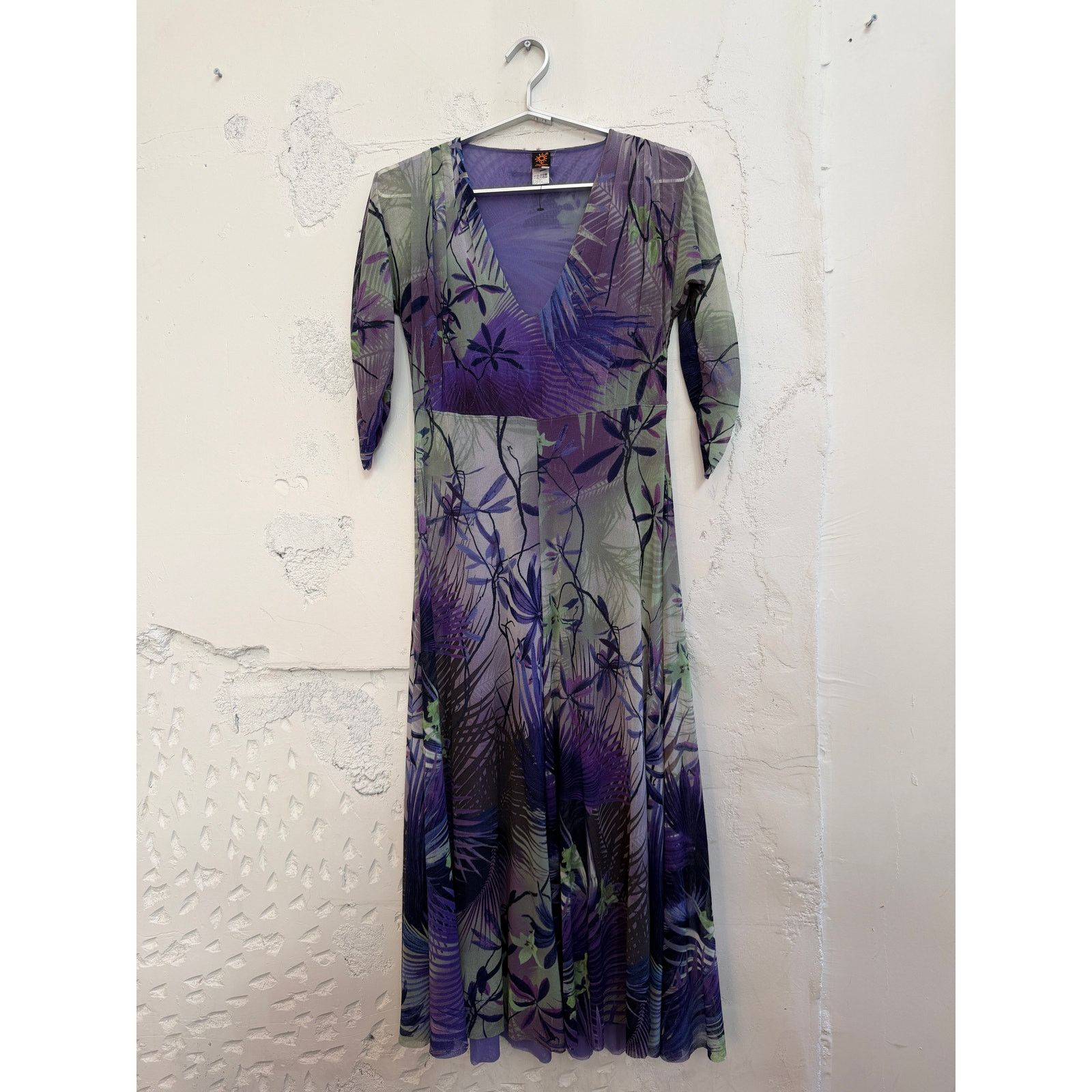jean paul gaultier flower body morphing long sleeve dress Jean Paul Gaultier Women Printed "flower Body Morphing"jersey Long Sleeves  Dress In Blue
