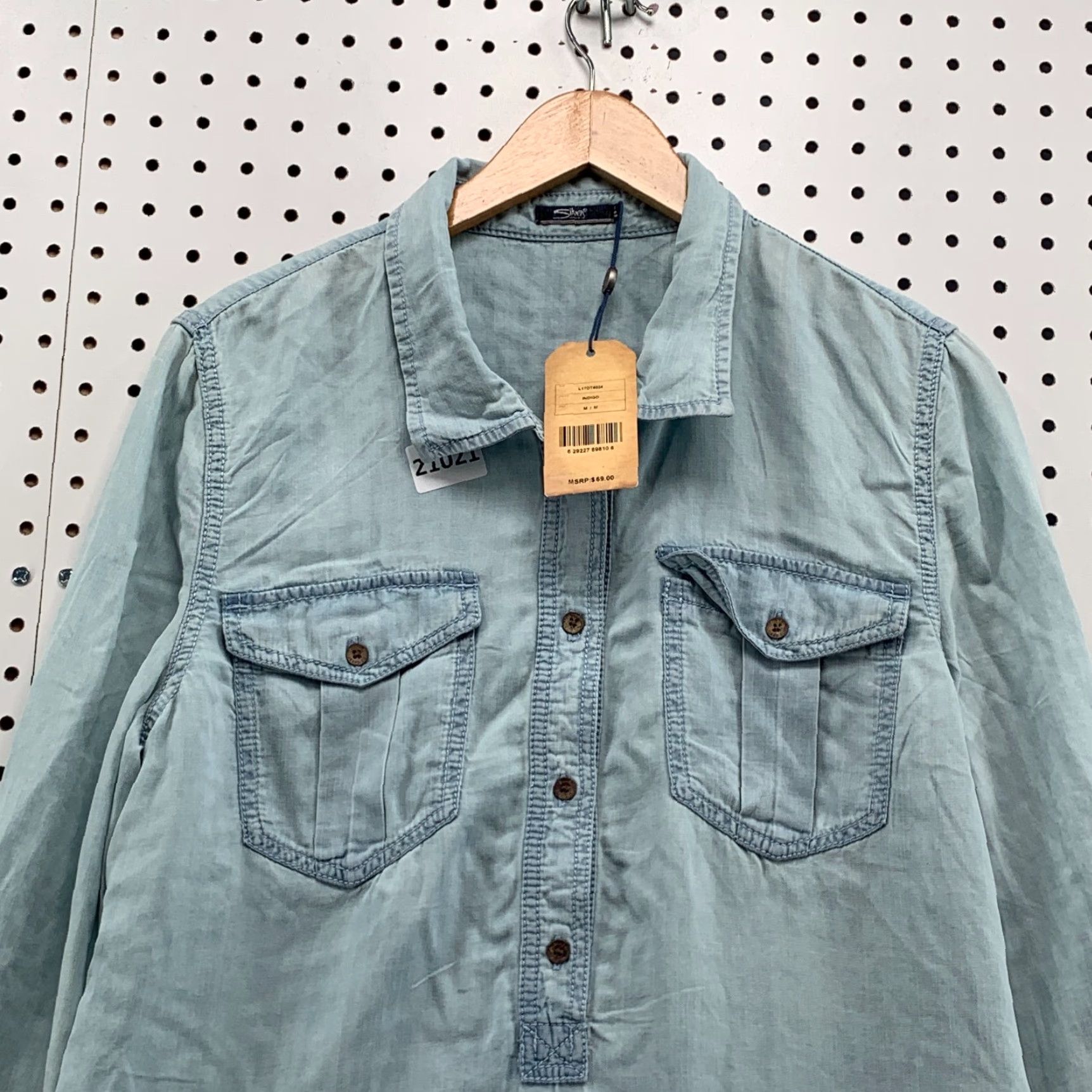 Silver Jeans Co. Silver Jeans CO Chambray Tunic Shirt Adult M Blue Henley Long Sleeve Womens Size M / US 6-8 / IT 42-44 - 6 Thumbnail