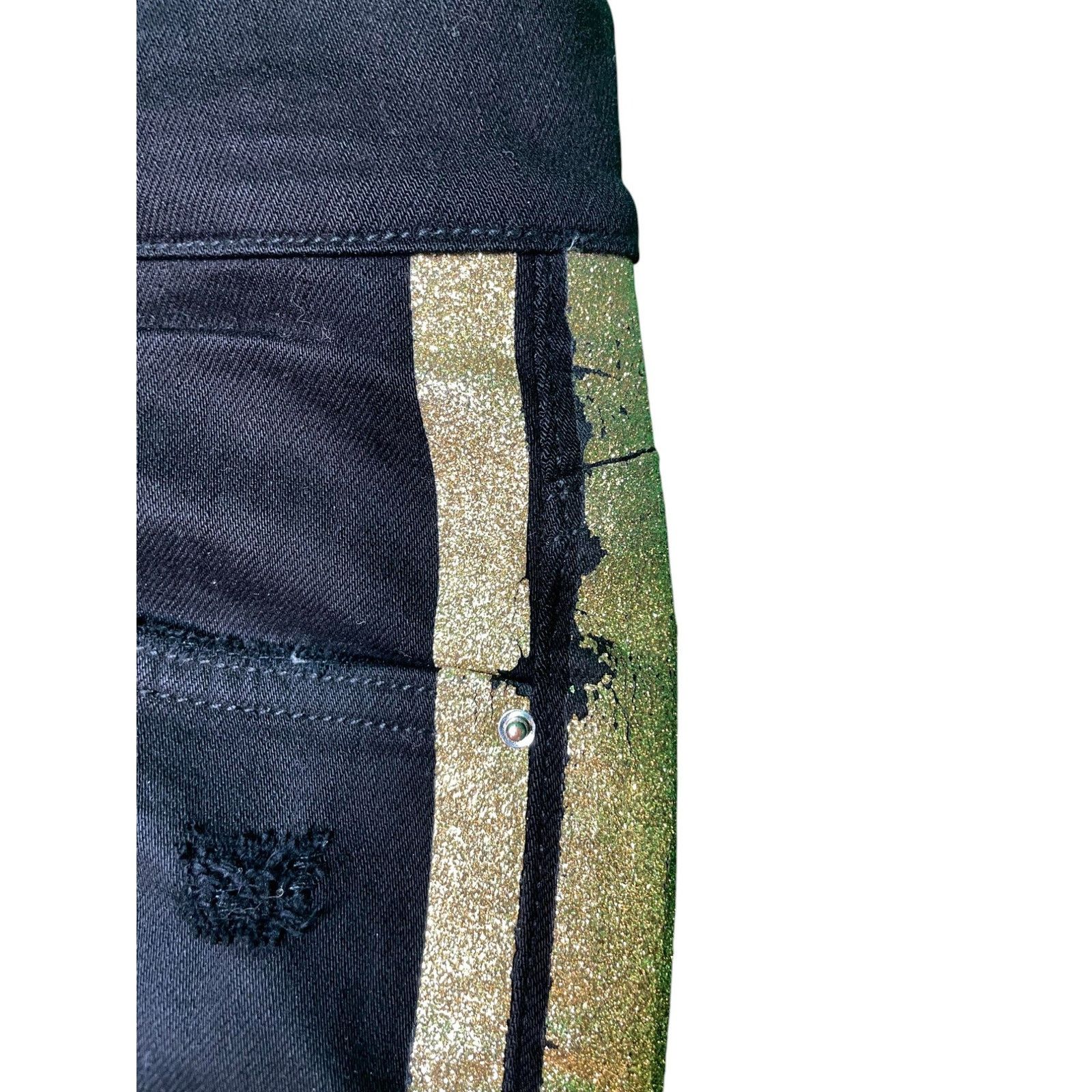 Amiri Amiri Thrasher Gold Stripe Black Jeans Size US 30 / EU 46 - 3 Thumbnail