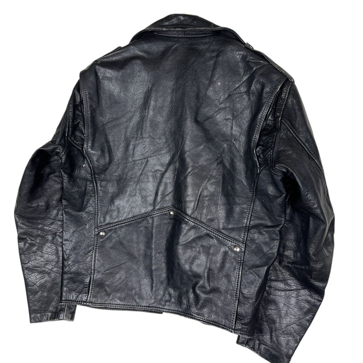 Genuine Leather Vintage excellent Double Colar Moto Leather jacket Size US M / EU 48-50 / 2 - 11 Thumbnail