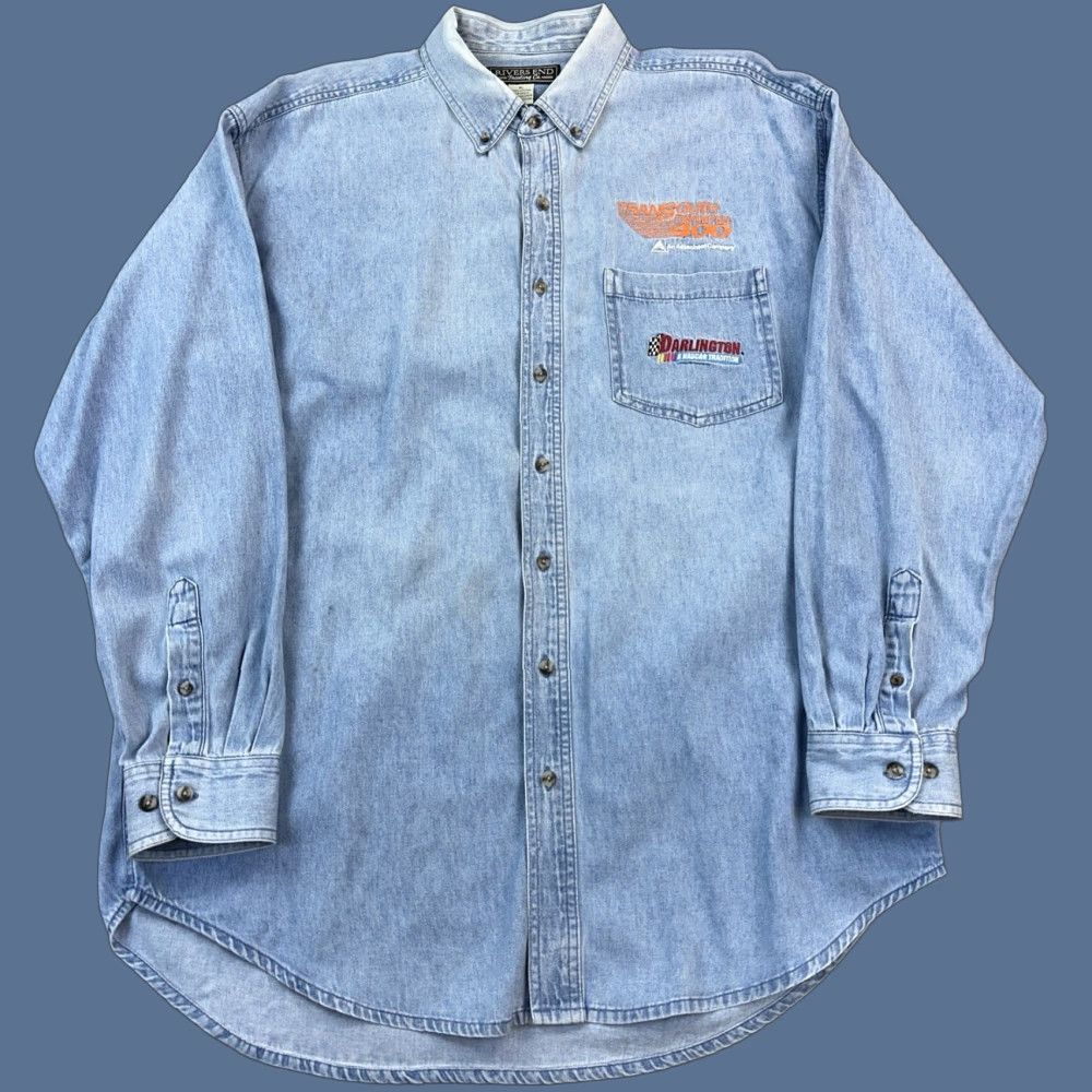 Vintage VINTAGE Nascar Shirt Mens XL Denim Darlington Embroidered Logo Button-Down 90s Size US XL / EU 56 / 4 - 1 Thumbnail