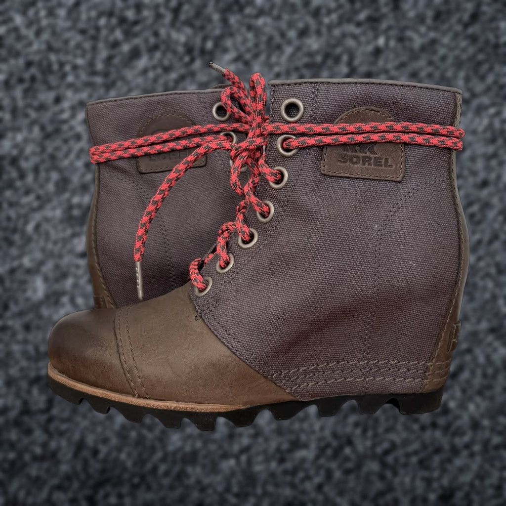SOREL Sorel PDX Leather Hidden Wedge Boot Women's 6 Brown Grey Waterproof Lace Up Size US 6 / IT 36 - 1 Thumbnail