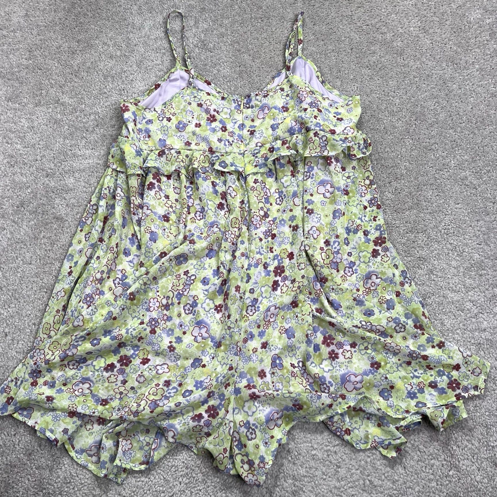 Urban Outfitters Urban Outfitters Romper Women Large Green Purple Floral Lined Short Festival NWT Zip Back Bohemian Spring Summer Size 36" / US 14 / IT 50 - 5 Thumbnail