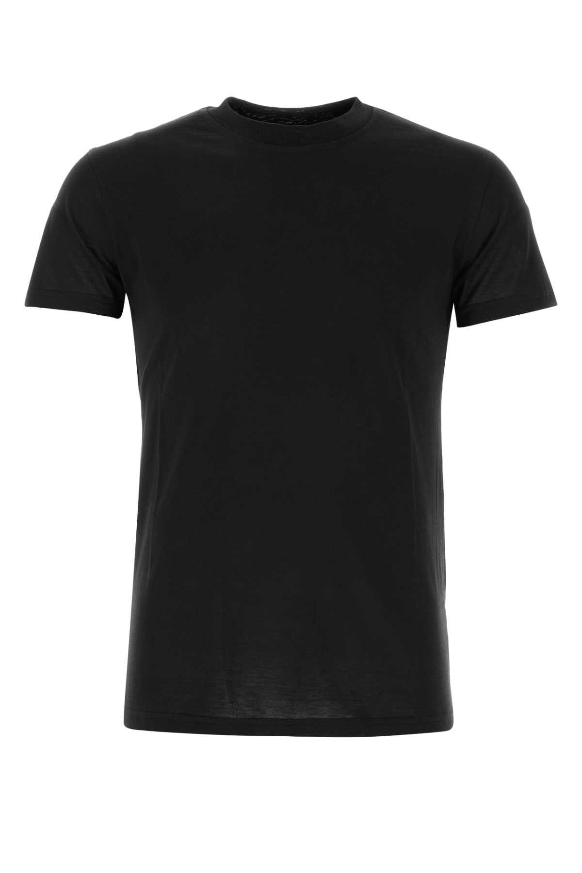 image of Pt Torino Black Silk Blend T-Shirt, Men's (Size Large)