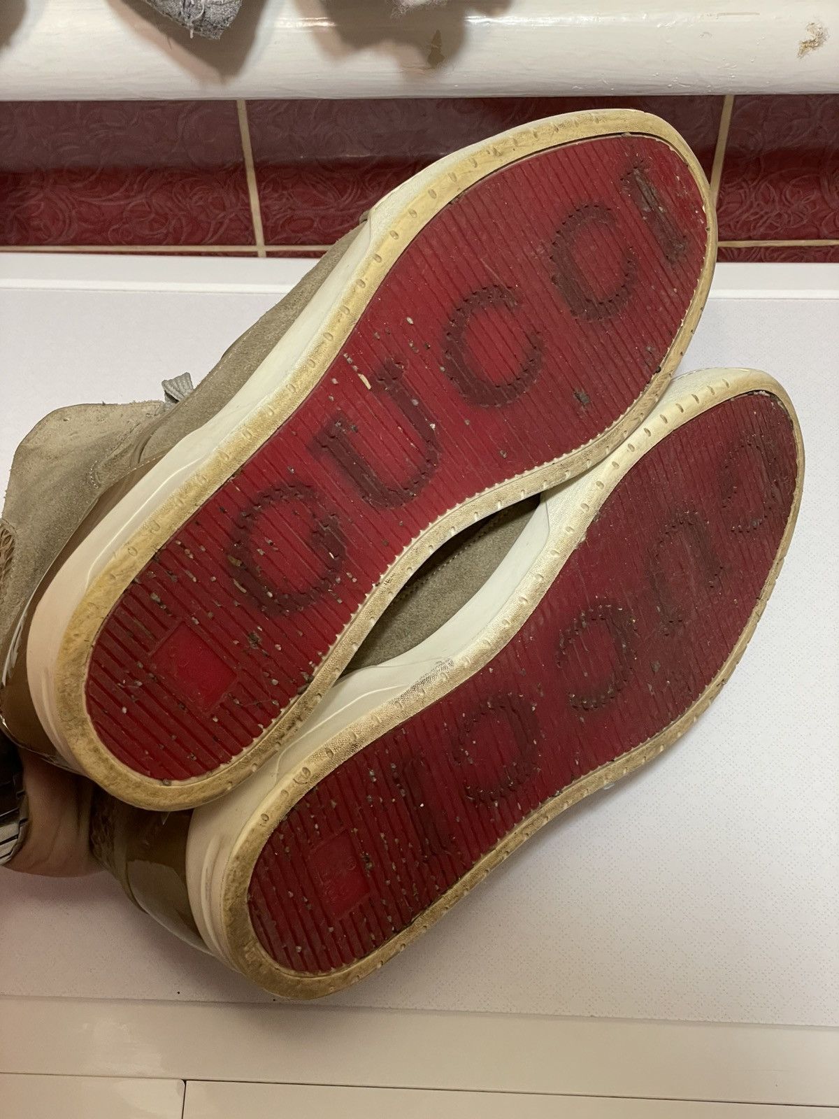 Gucci high-top suede sneakers from the Italian fashion house Gucci Size US 12 / EU 45 - 4 Thumbnail