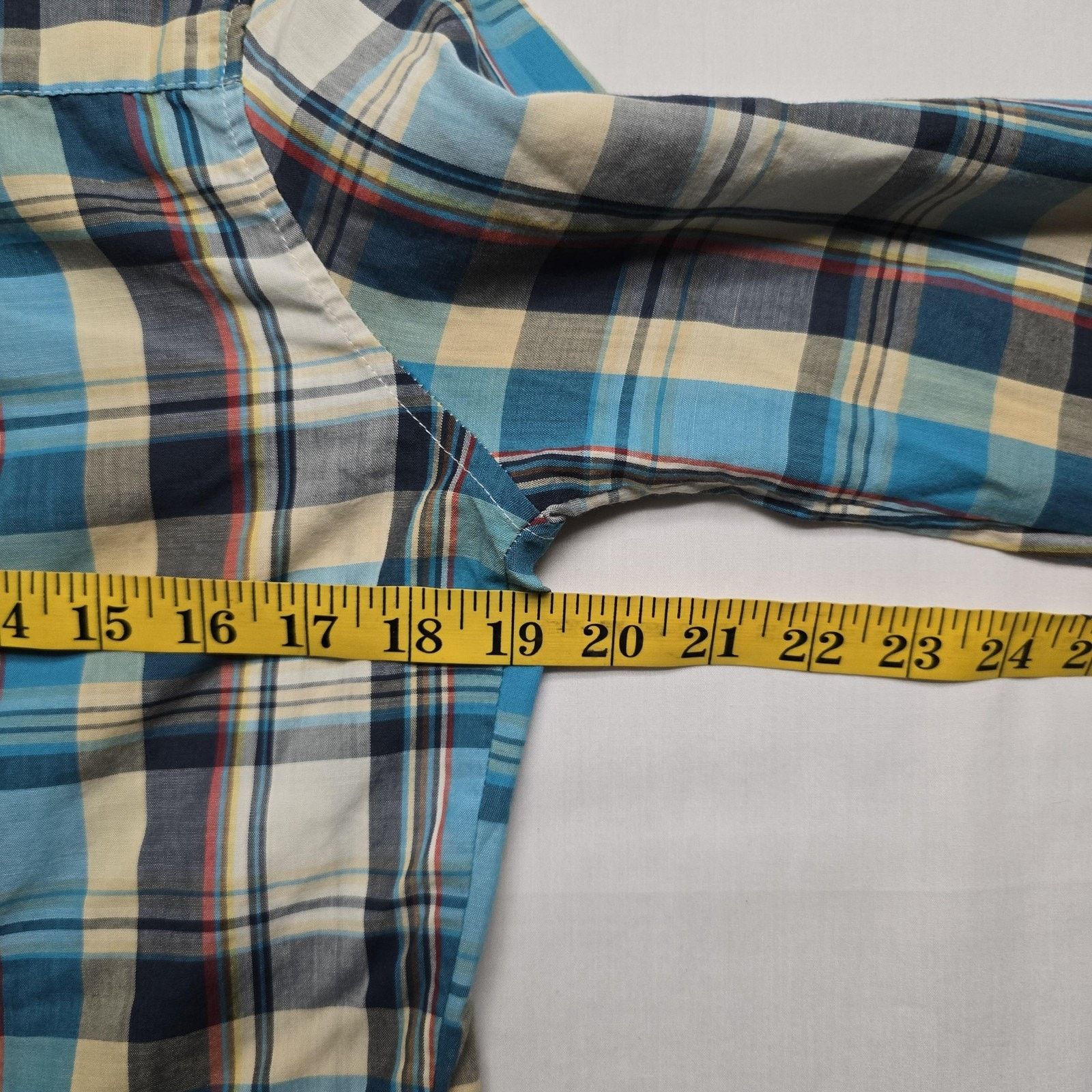 Vintage Vintage Plaid Shirt M 8 Blue Yellow Long Sleeve Button Down Size M / US 6-8 / IT 42-44 - 10 Thumbnail
