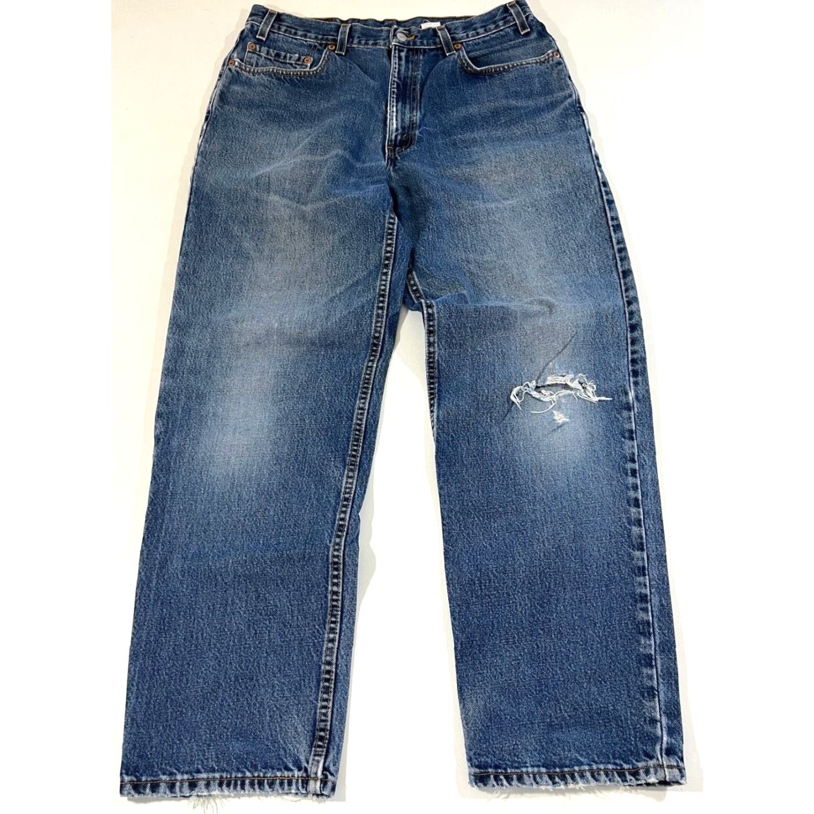Levi's Levi's 550 Jeans Men Vintage 90s Distressed Relaxed Fit Made in USA 36x32 Blue Denim Size US 36 / EU 52 - 3 Thumbnail