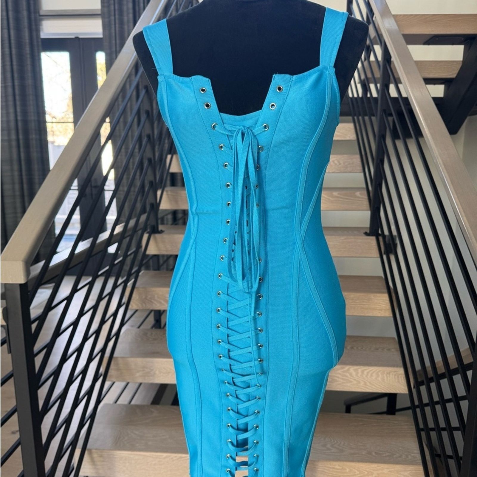 Other New Y2K Chic Blue Lace-Up Mini Dress size XS Size S / US 4 / IT 40 - 3 Thumbnail
