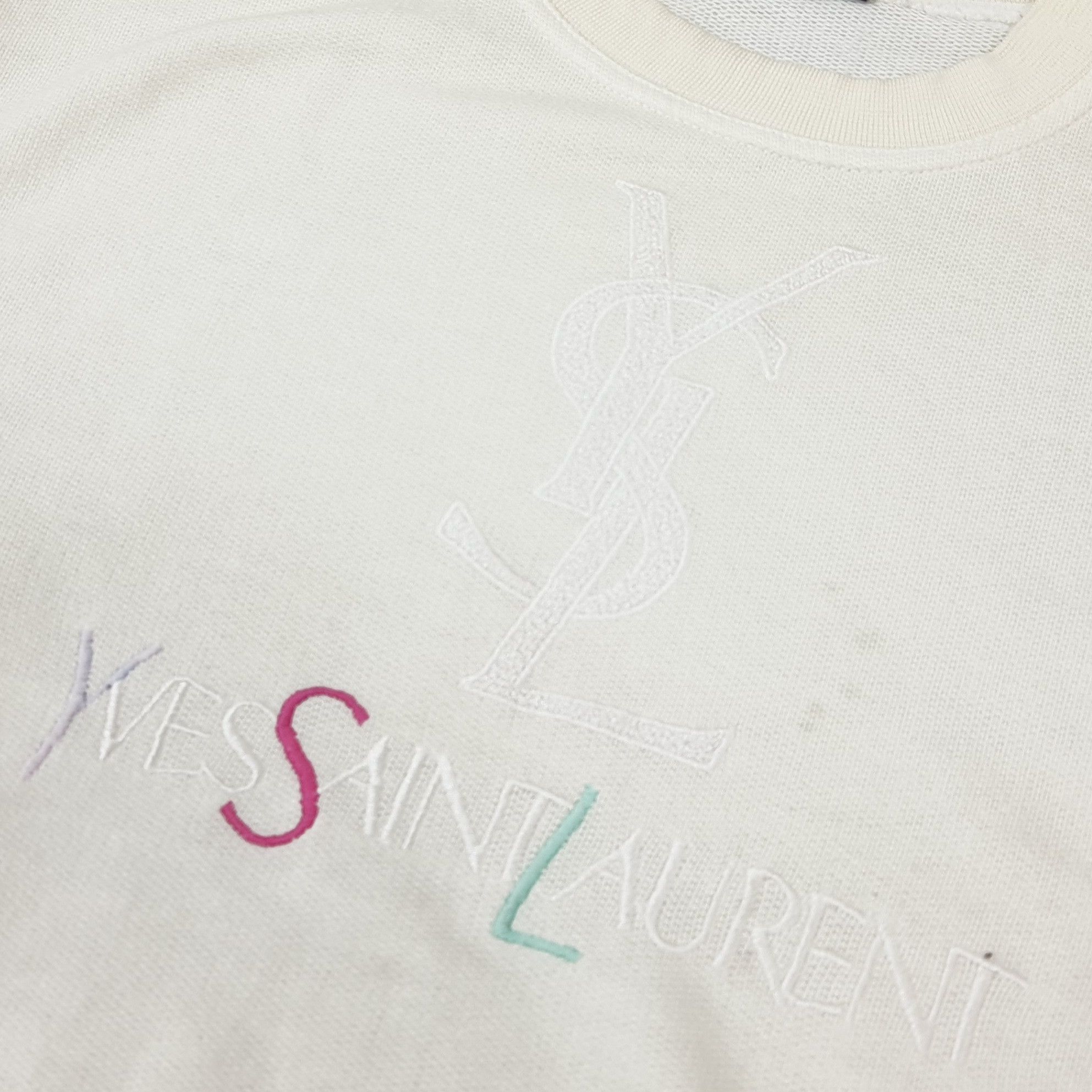 Vintage × Yves Saint Laurent Vintage Yves Saint Laurent On White Embroidery Sweatshirt Size US XS / EU 42 / 0 - 2 Thumbnail