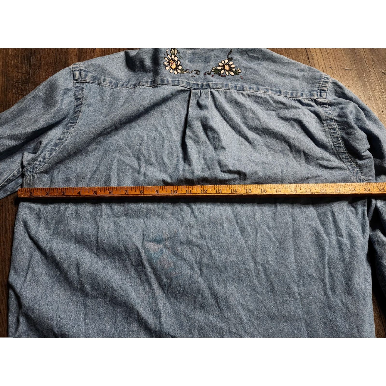Denime VINTAGE USA CLASSIC Denim Button-Up Shirt Long Sleeve Floral M Blue Womens Size M / US 6-8 / IT 42-44 - 5 Thumbnail