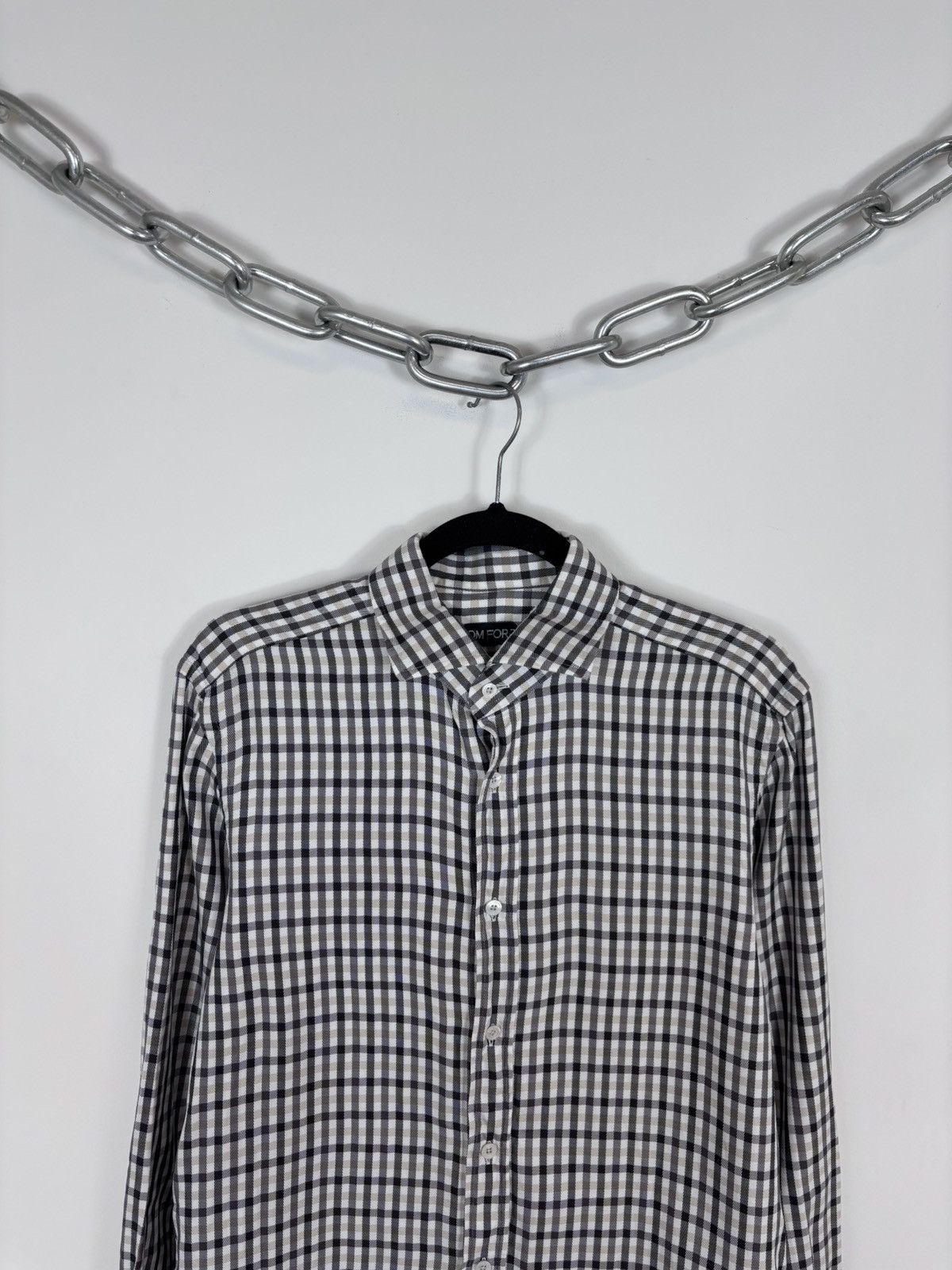 Tom Ford Tom Ford Men’s Gingham Check Dress Shirt Long Sleeve Size US M / EU 48-50 / 2 - 2 Thumbnail