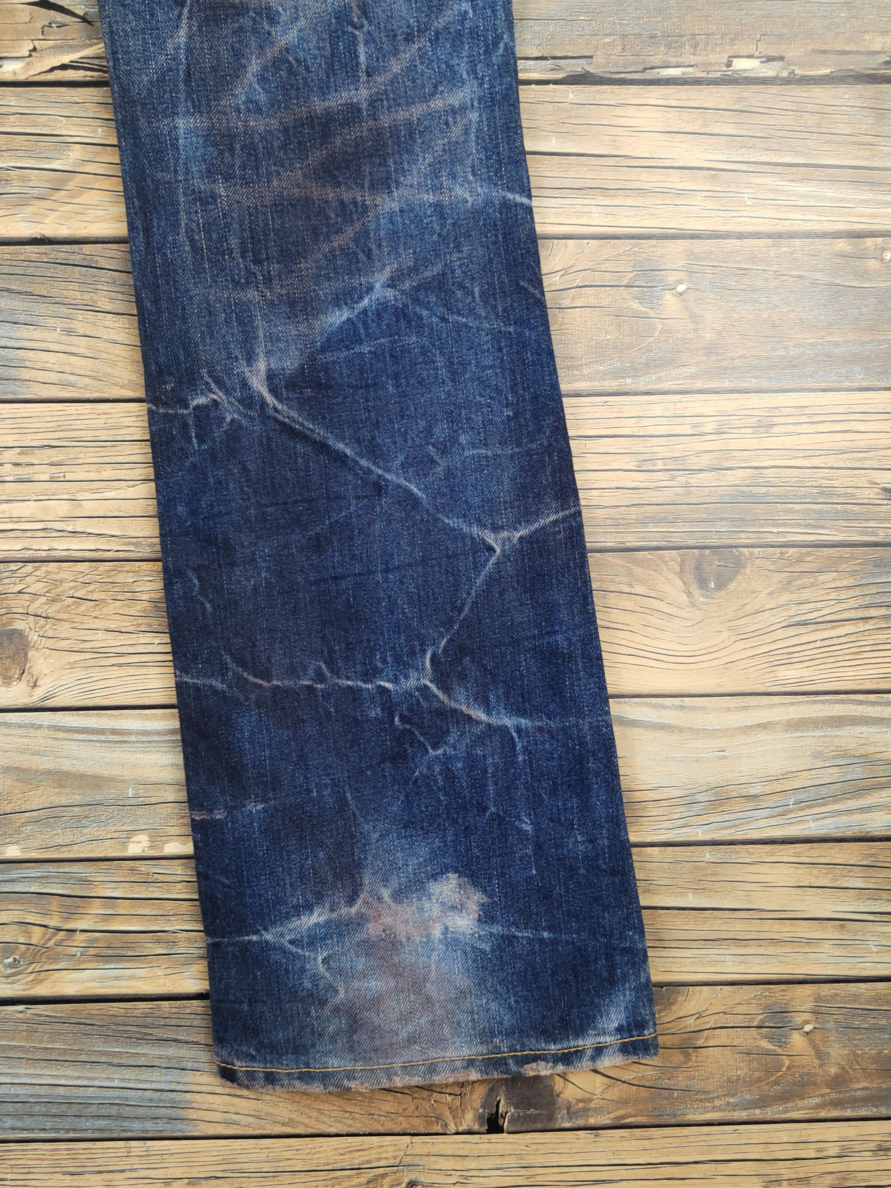 Japanese Brand Midas 9 Dark Blue thunder Distressed Ripped Jeans #W1067 Size 30" / US 8 / IT 44 - 12 Thumbnail