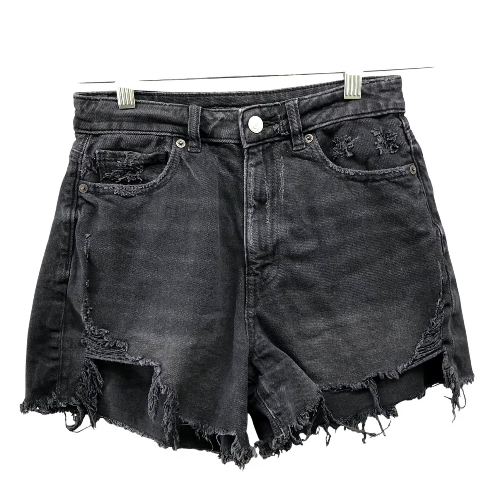 American Eagle Outfitters VINTAGE? No — American Eagle Highest Rise Mom Short Womens 2 Comfort Stretch Waistband Black Denim Flat Front 5-Pocket Regular Fit Women’s Shorts Size 26" / US 2 / IT 38 - 2 Thumbnail