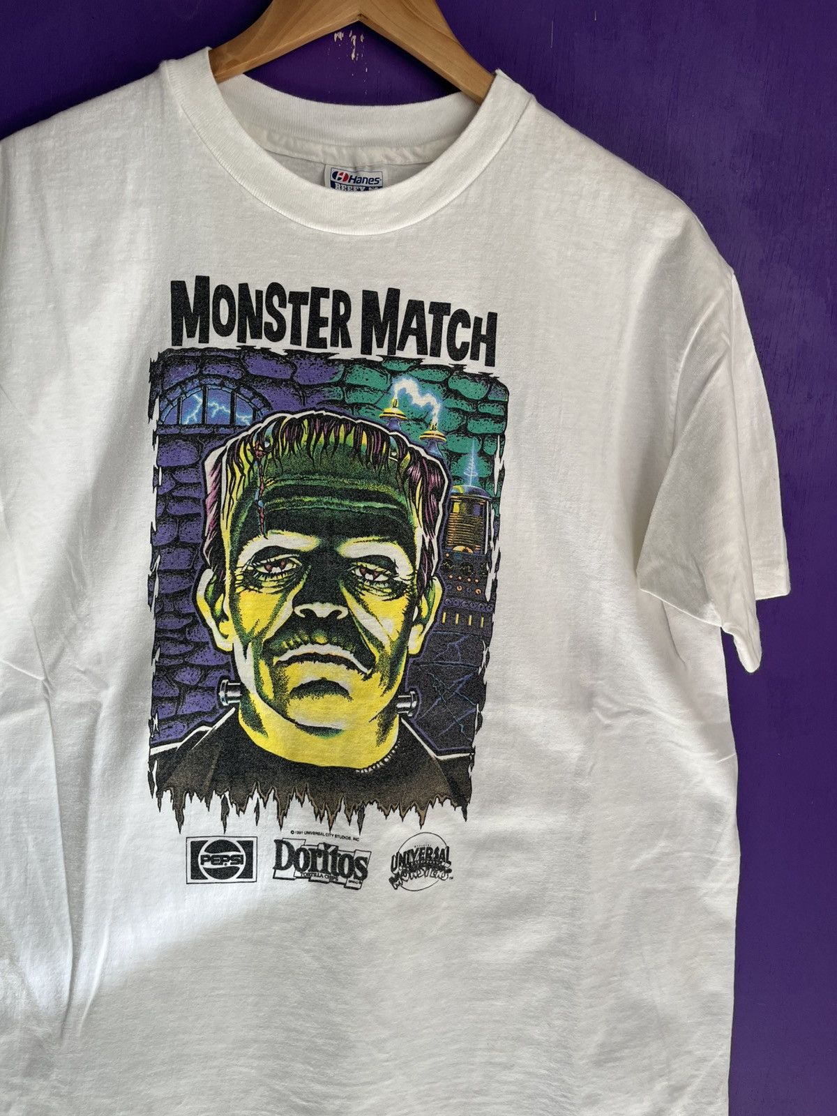 Vintage Vintage 1991 Monstermatch Frankenstein t-shirt Size US L / EU 52-54 / 3 - 3 Thumbnail