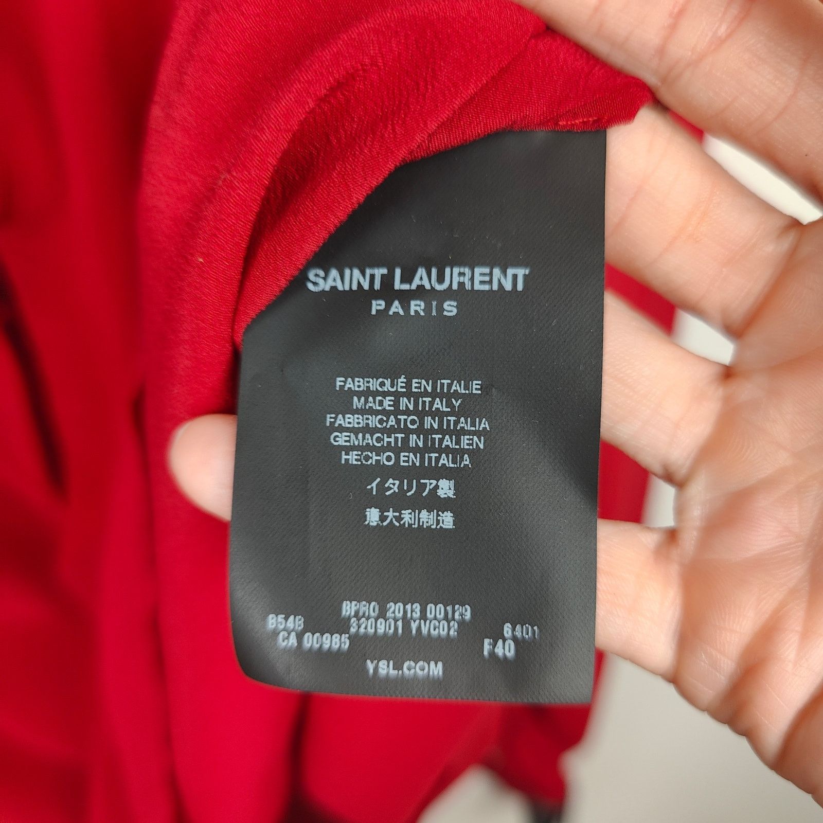 Saint Laurent Paris Saint Laurent Blouse Womens FR 40 US 8 Red Silk Puff Sleeve Size L / US 10 / IT 46 - 10 Thumbnail