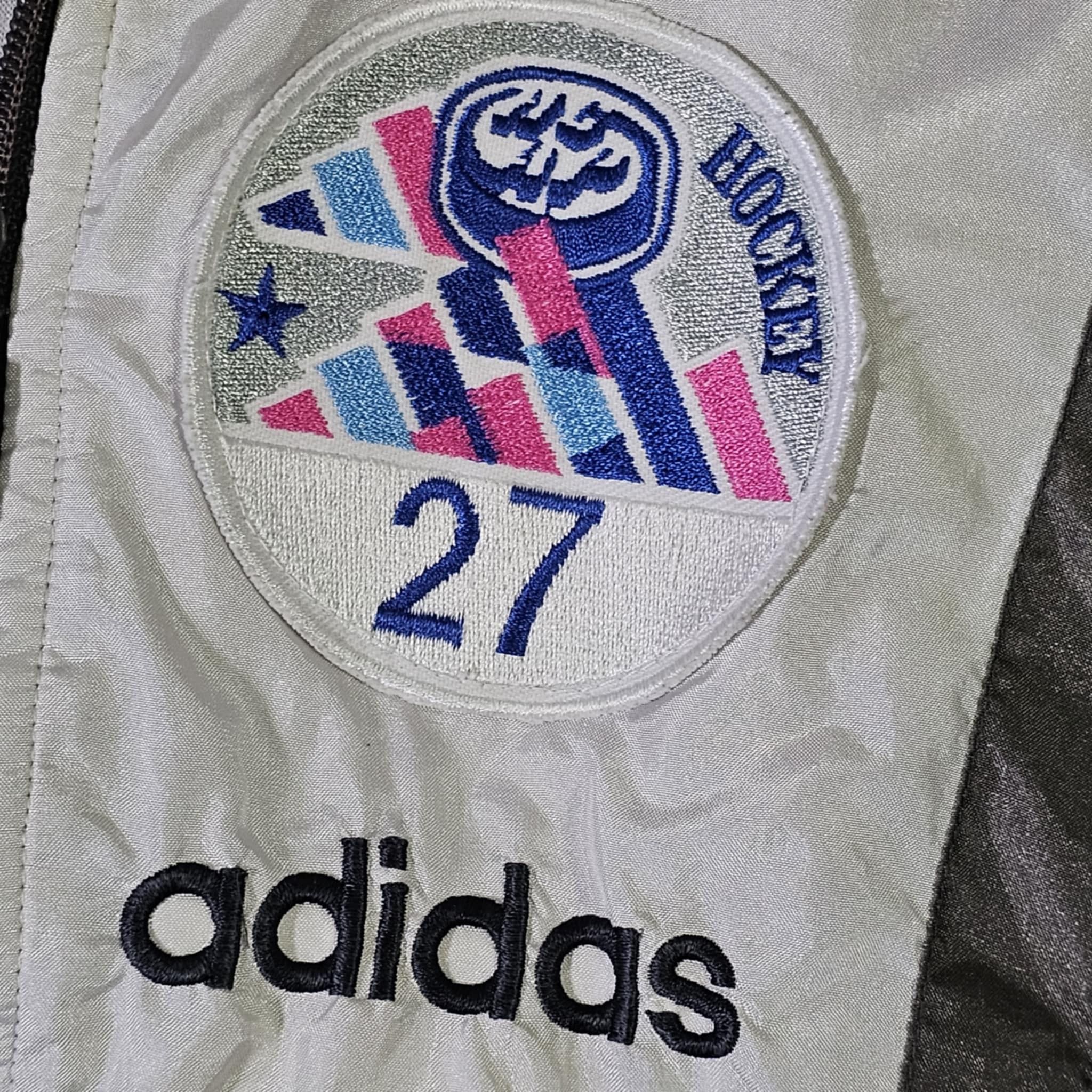 Adidas × Vintage Adidas Vintage 90s Hockey Windbreaker Jacket Size US L / EU 52-54 / 3 - 3 Thumbnail