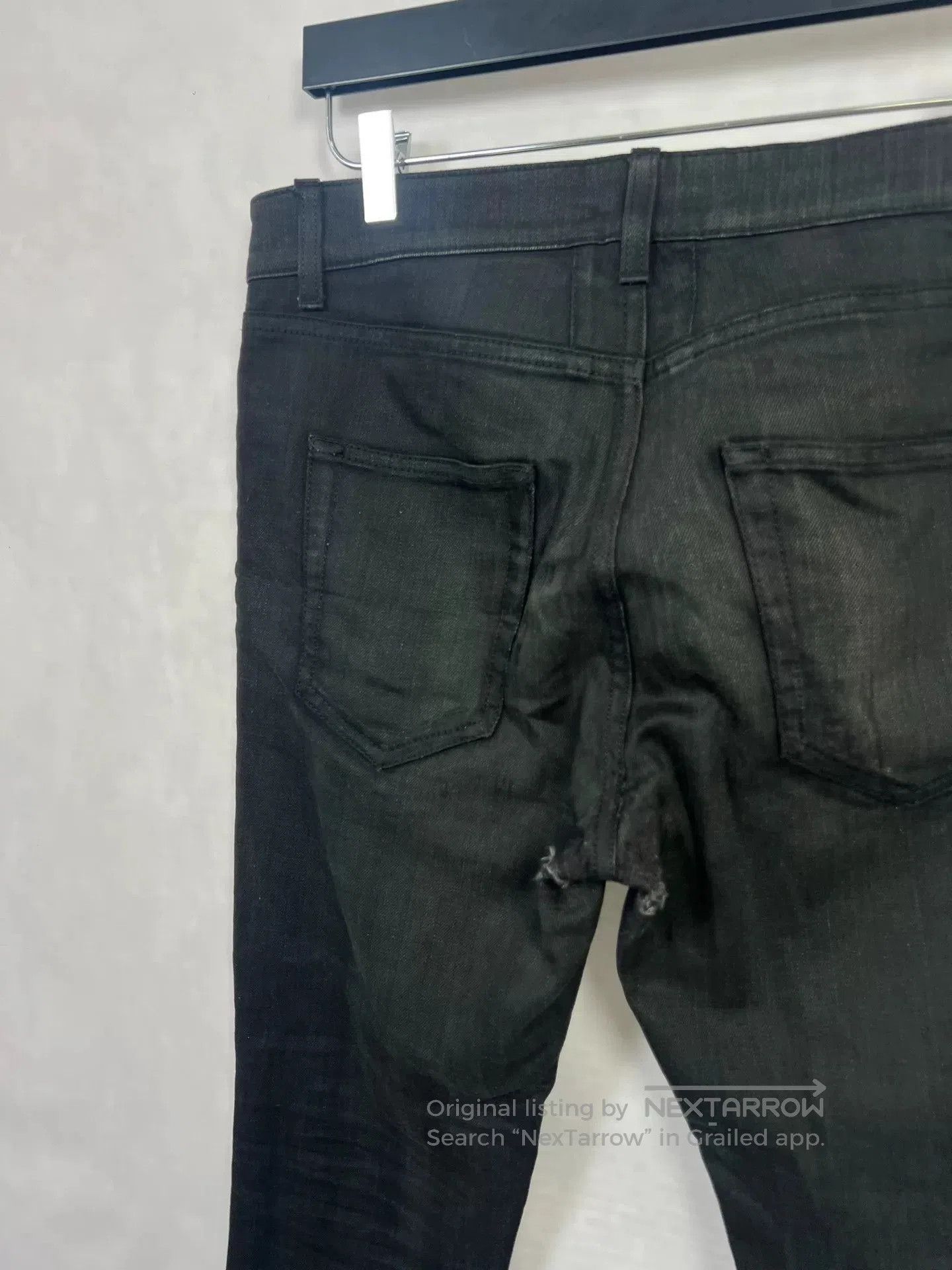 Saint Laurent Paris Saint Laurent Black Fringed Denim Pants. Size US 31 - 3 Thumbnail