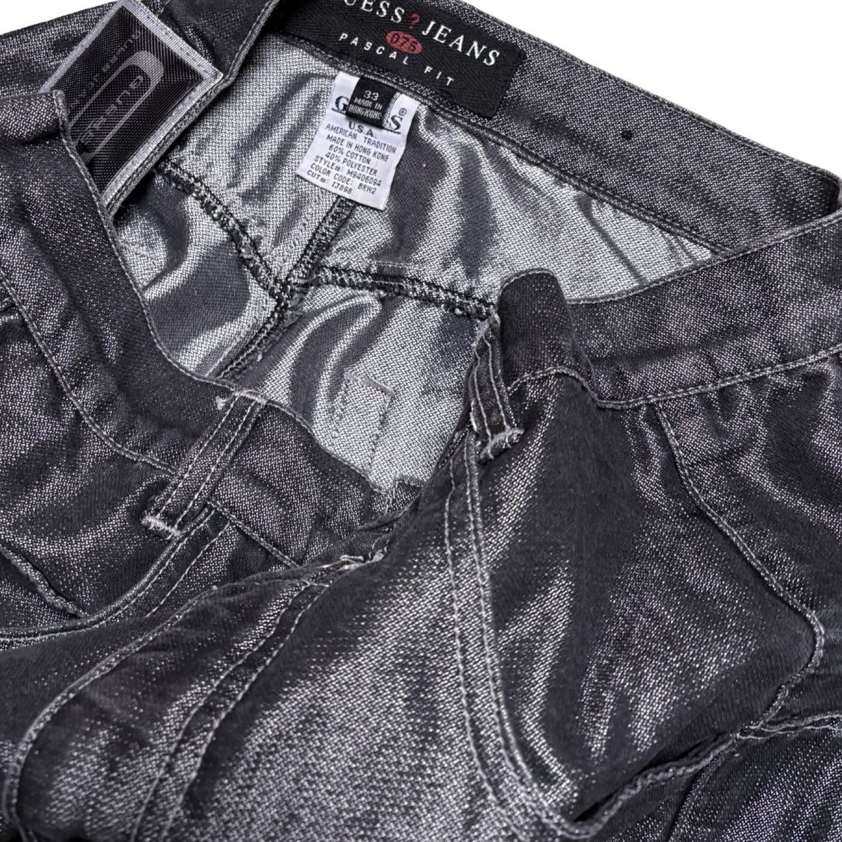 Guess Vintage 90s Guess Metallic Wash Skull Crossbones Jeans 33X31 Size US 33 - 4 Thumbnail