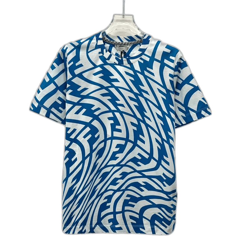 Fendi Fendi Blue Logo Cotton Crew Neck T-Shirt Size M / US 6-8 / IT 42-44 - 1 Thumbnail