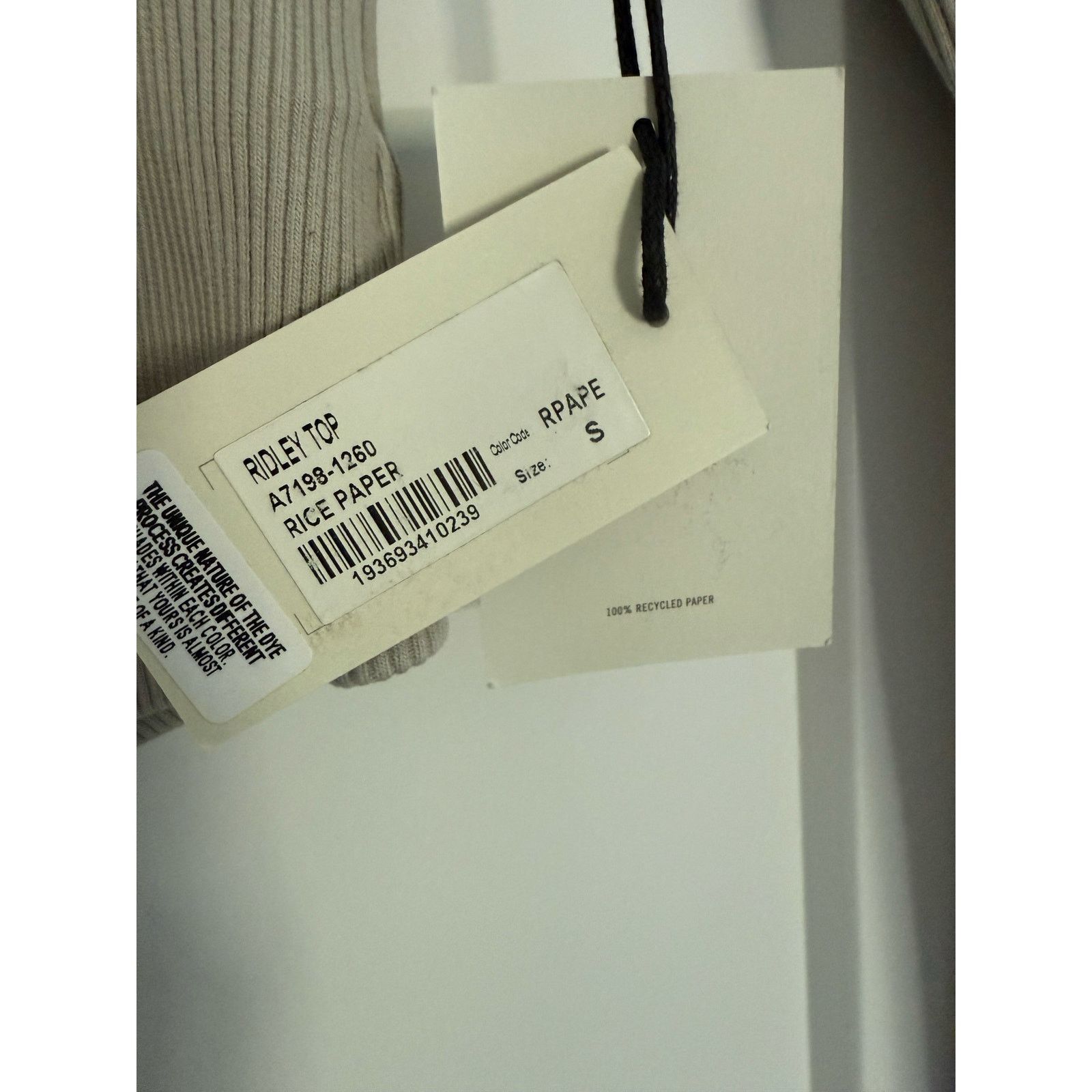 Agolde $118 New Agolde Ridley Rib Top - Rice Paper - Small Size S / US 4 / IT 40 - 10 Thumbnail