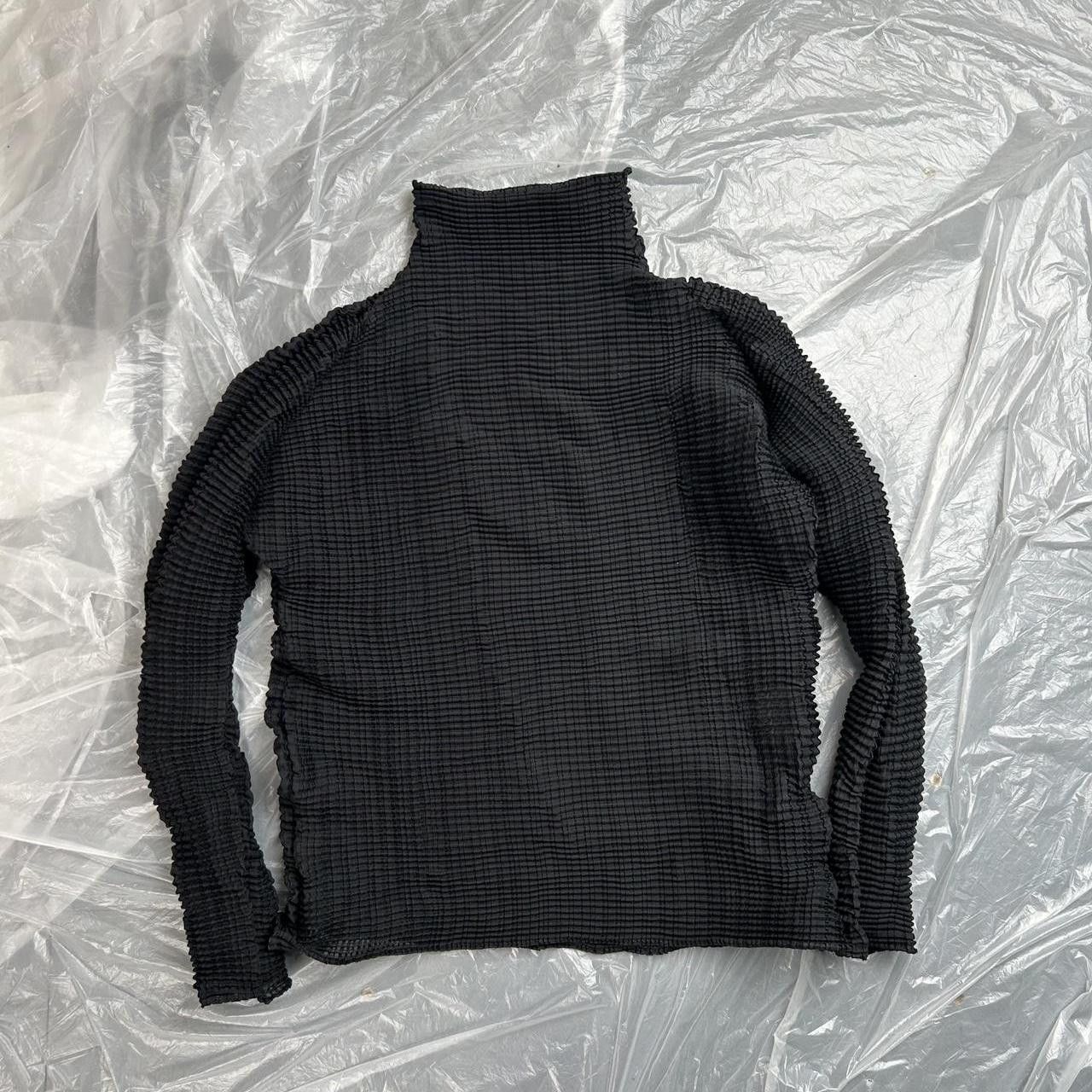 Black Issey Miyake Crinkle Long Sleeve Top