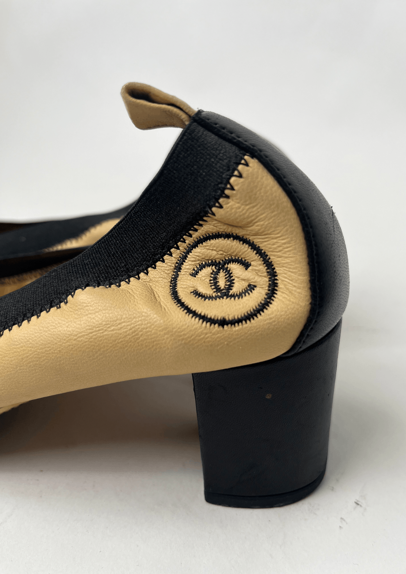 Chanel Black Heel Ballet Shoe Size US 8 / IT 38 - 7 Thumbnail
