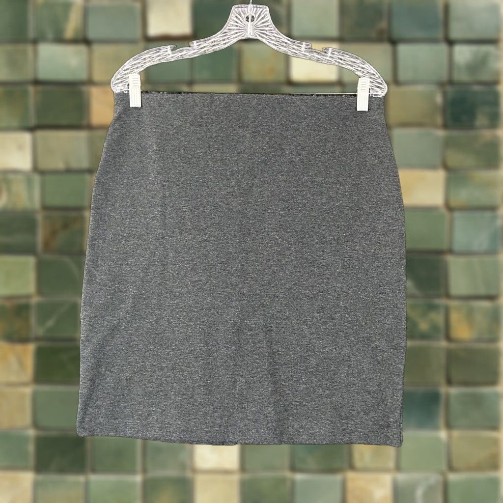 Vintage Womens Skirt M Pencil Knee Length Charcoal Gray Elastic Waistband Unbranded Size 32" / US 10 / IT 46 - 1 Thumbnail