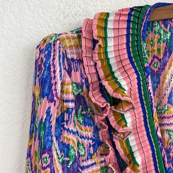 Neiman Marcus × Vintage Susan Fran Neiman Marcus Blouse Oil Spill Accordian Pleated Size L / US 10 / IT 46 - 5 Thumbnail