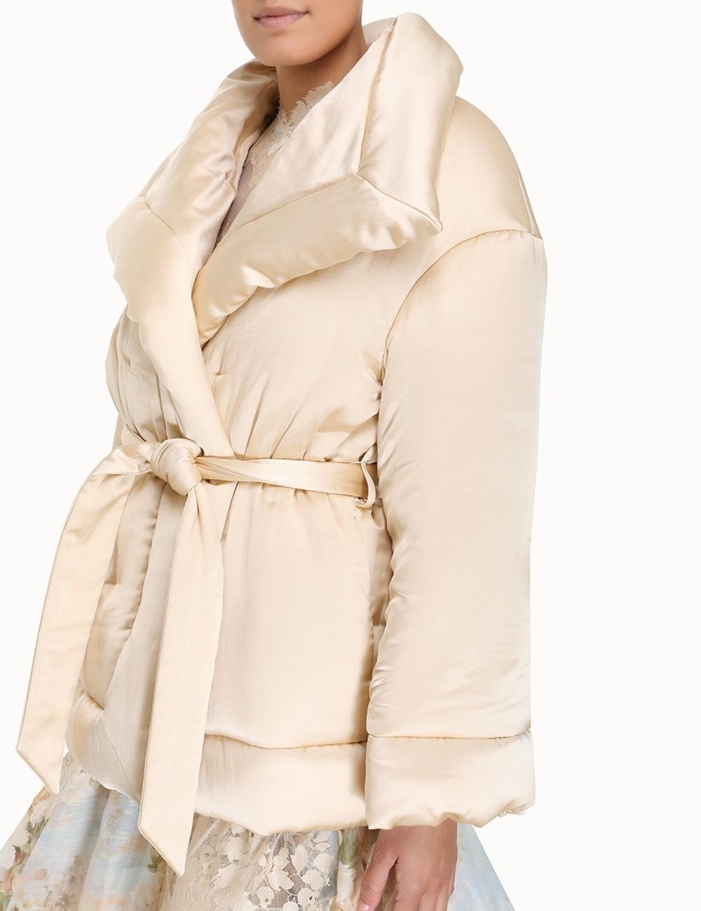 Zimmermann oc11z0225 Luminosity Satin Wadded Jacket in Beige Size L / US 10 / IT 46 - 8 Thumbnail