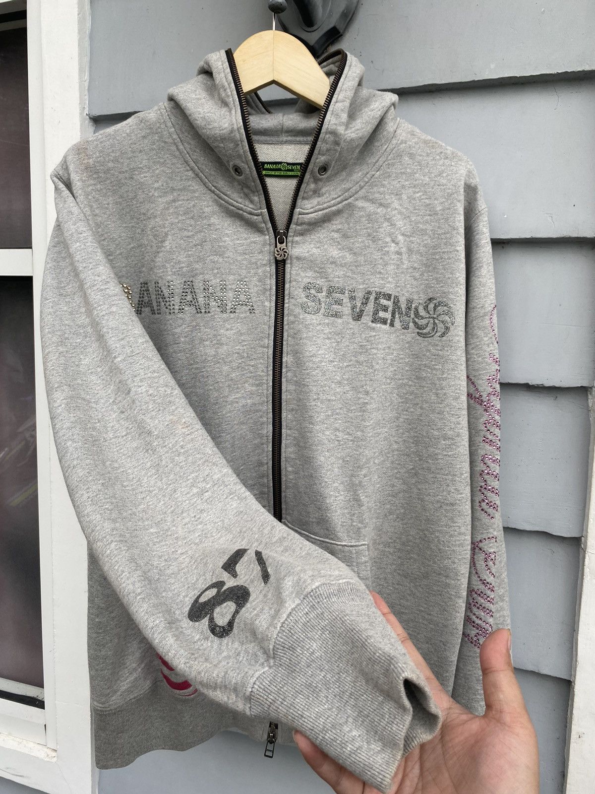 If Six Was Nine Banana Seven Glitter Diamond Full Face Zipper Hoodie Style Size US XL / EU 56 / 4 - 5 Thumbnail