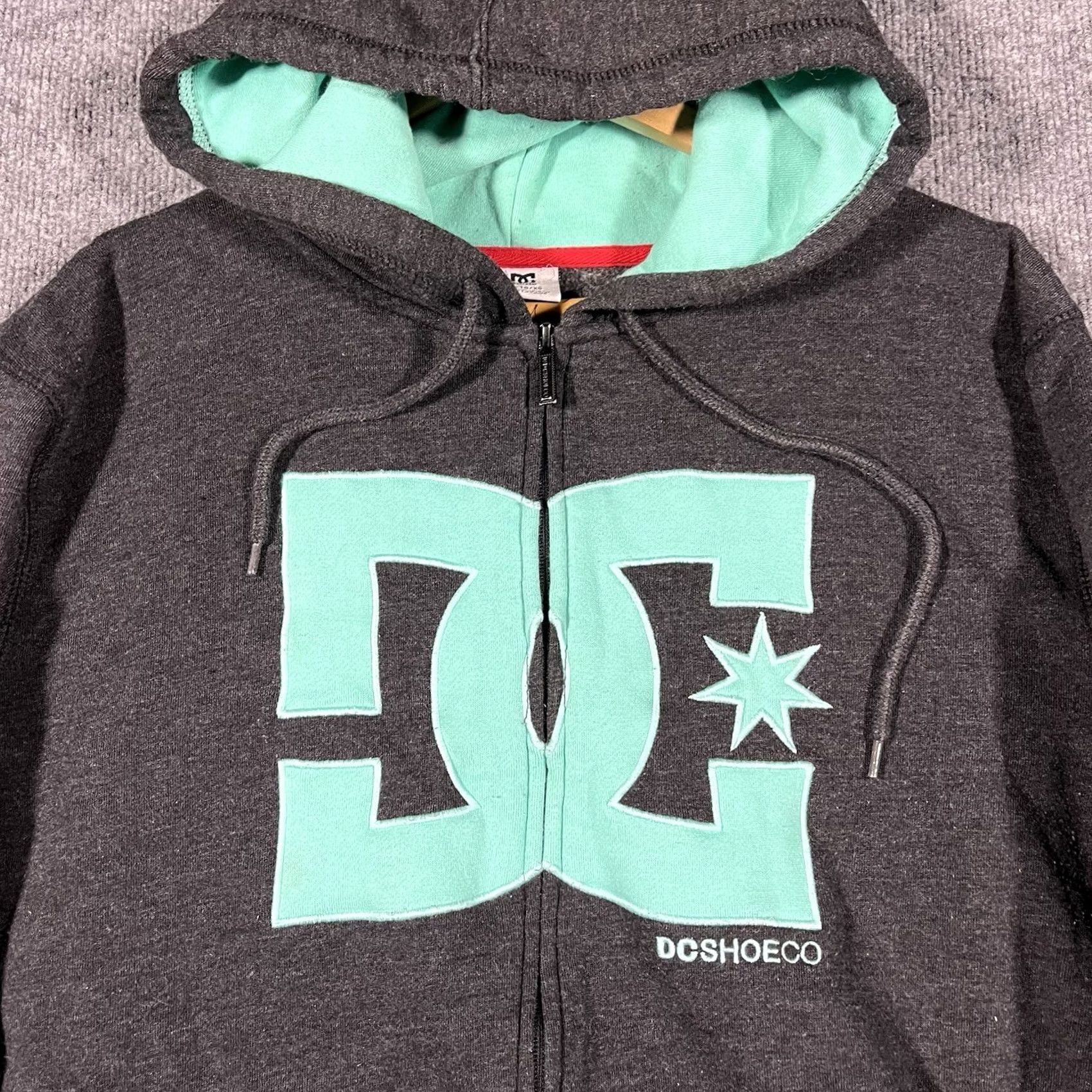Vintage VINTAGE DC Hoodie Mens XL Gray Skate Grunge Y2K Star Zip Tiffany Blue Size US XL / EU 56 / 4 - 2 Thumbnail