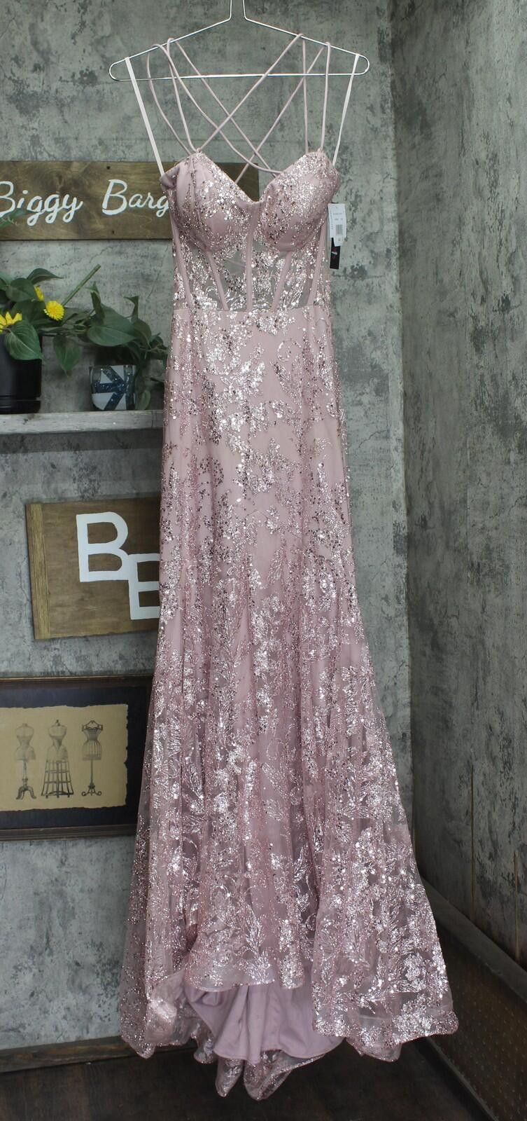 Other Blondie Nites Glitter Corset-bodice Gown Dress Rose Pink 13 Size M / US 6-8 / IT 42-44 - 1 Thumbnail