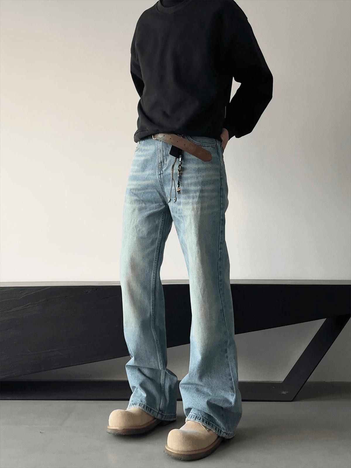 Jean × Vintage Stylish Light Blue Flared Jeans Size US 30 / EU 46 - 2 Thumbnail