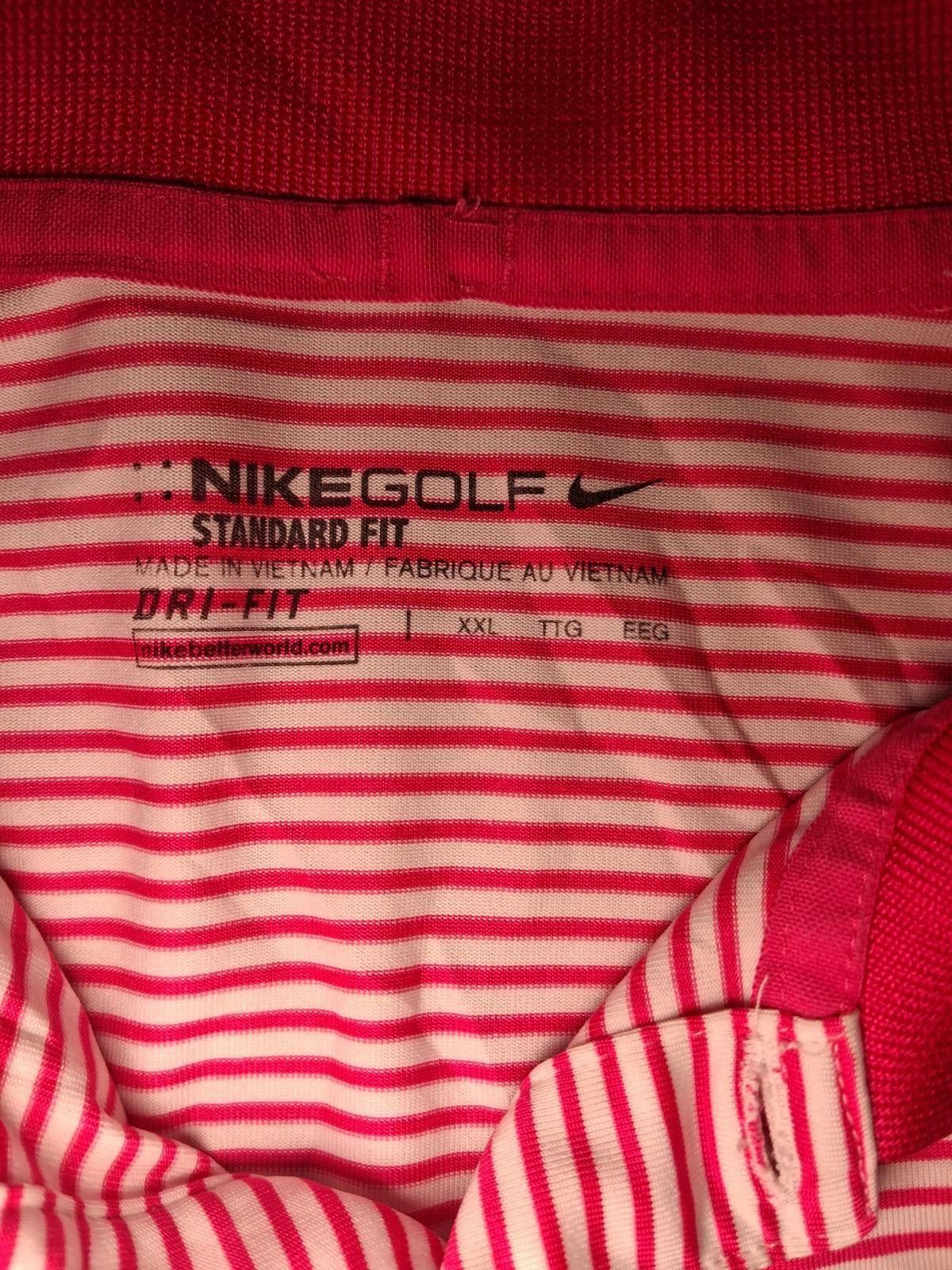 Nike Nike Golf Dri Fit Polo Shirt Mens XXL Pink White Striped Size US XXL / EU 58 / 5 - 2 Thumbnail
