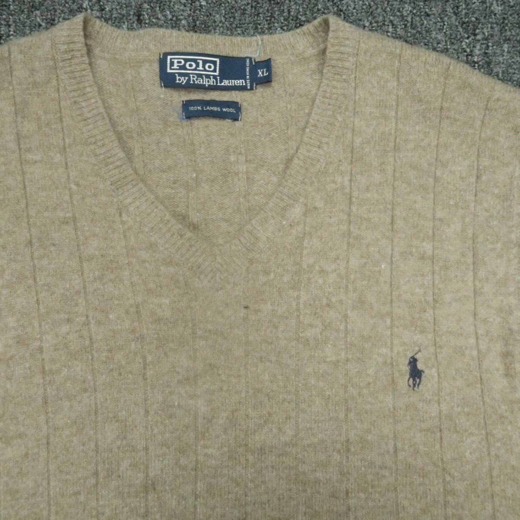 Polo Ralph Lauren VINTAGE Polo Ralph Lauren Sweater Vest Mens XL Beige Wool V-Neck Casual Dress Size US XL / EU 56 / 4 - 2 Thumbnail