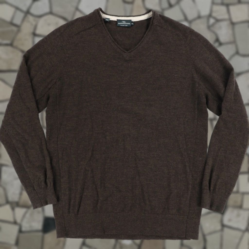 Rodd & Gunn Rodd & Gunn Extra Fine Merino Solid V-Neck Long Sleeve Sweatshirt Brown Men's XL Size US XL / EU 56 / 4 - 1 Thumbnail