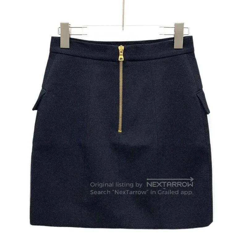 Balmain Balmain Black Cotton S Skirt with Gold Buttons . Size 23" - 2 Thumbnail
