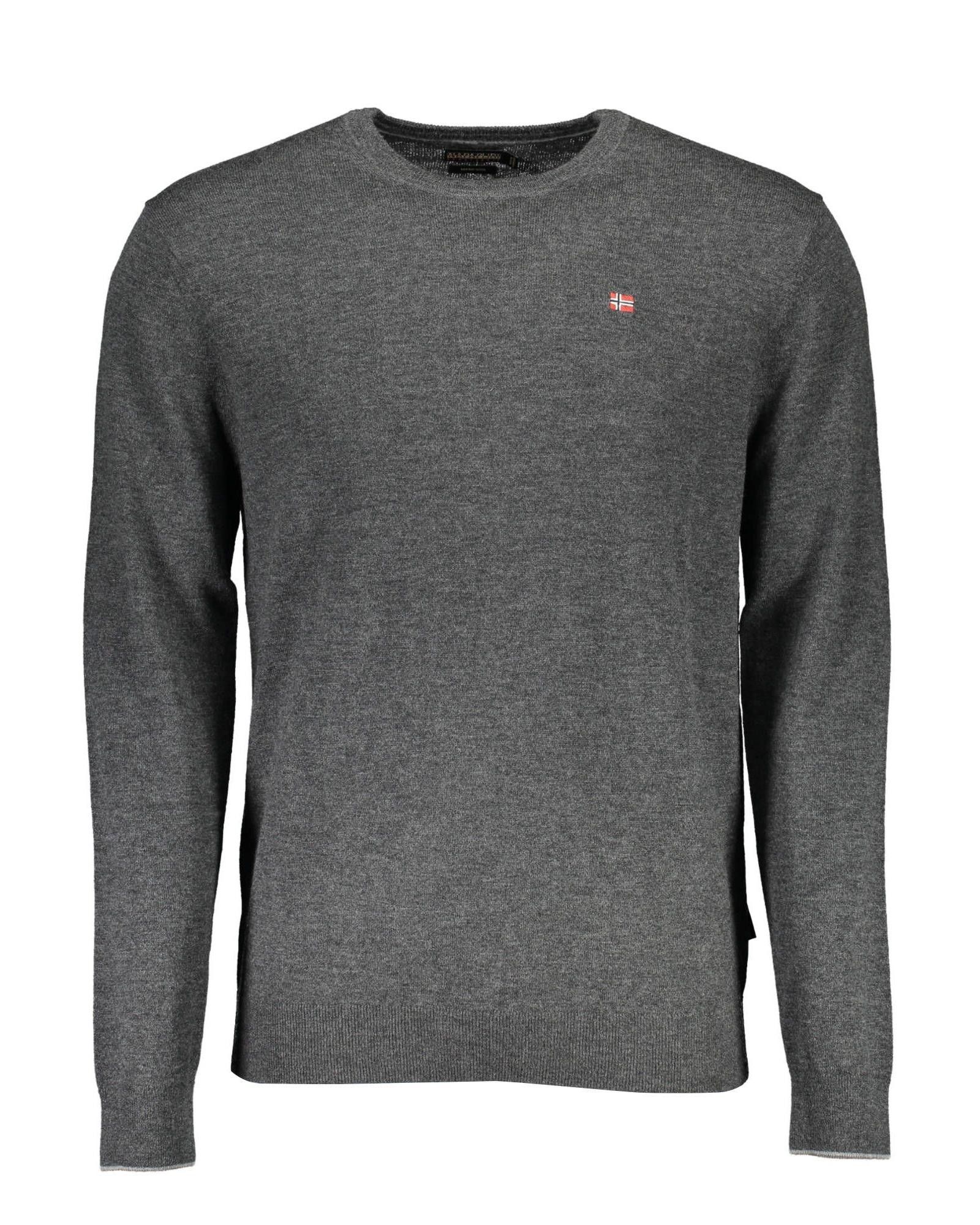 image of Napapijri Embroidered Logo Wool Sweater in Grey, Men's (Size XS)