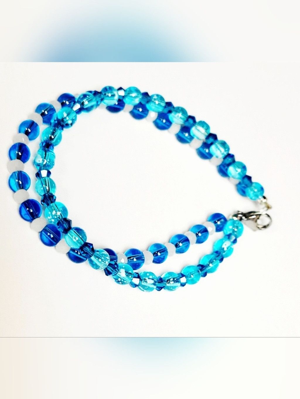Handmade Glass & Faceted AB Bicone beaded double stranded bracelet 6" Size ONE SIZE - 1 Thumbnail