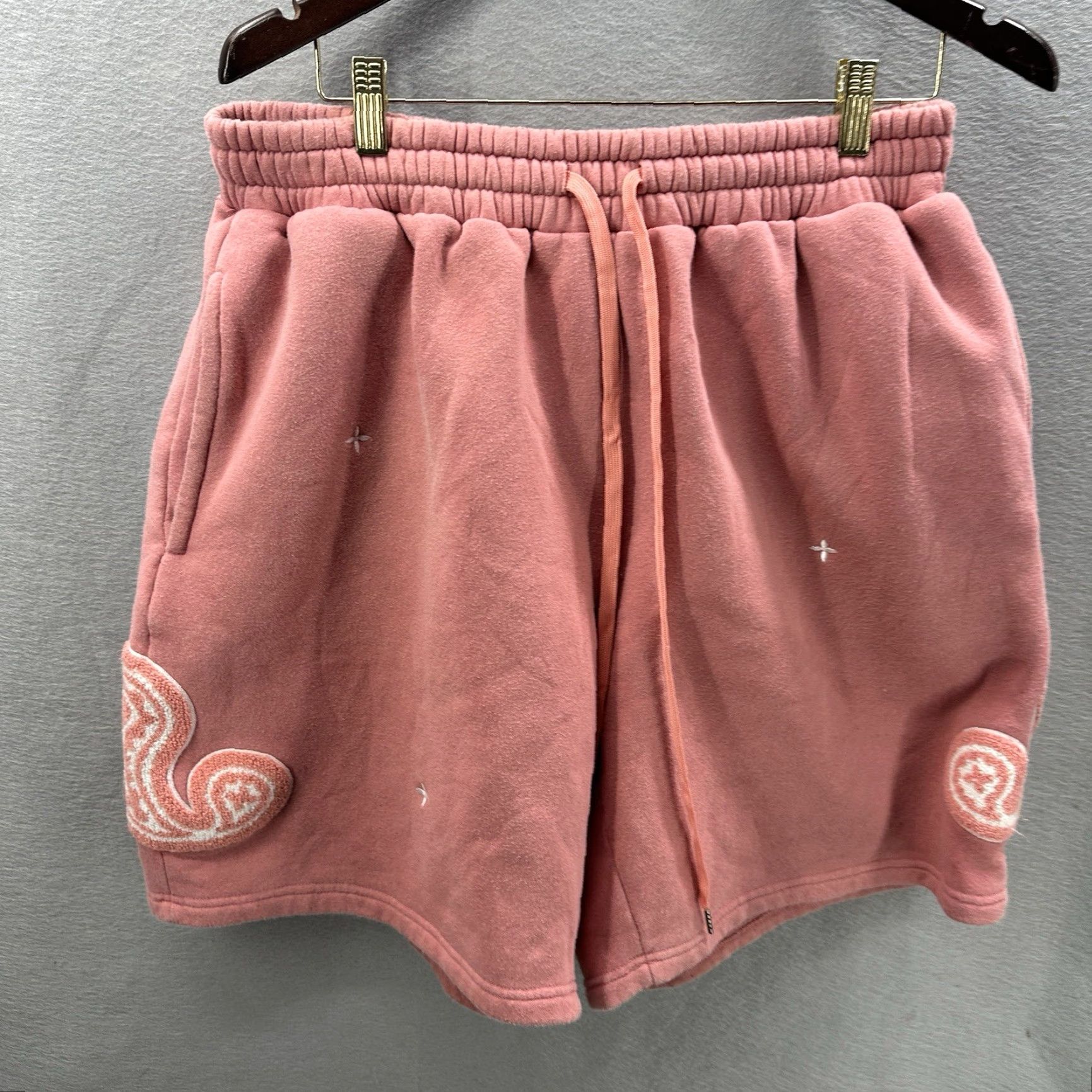 Pinko EPTM Sweat Shorts Men 2XL Pink Paisley Fleece Embroidered Streetwear Y2K Fall Spring Summer Winter Size US 39 - 2 Thumbnail