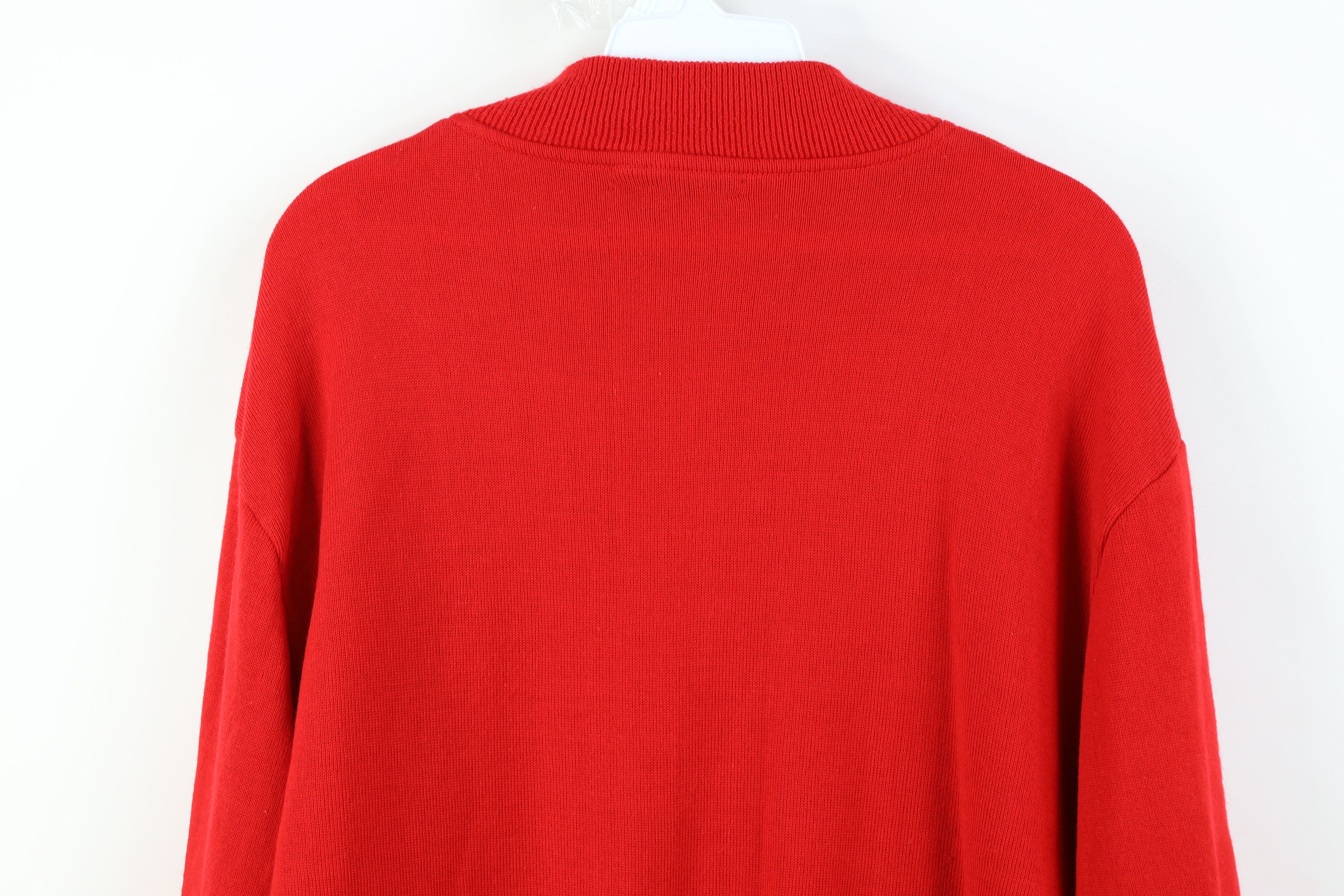 Vintage Vintage 70s Streetwear Knit Henley Sweater Red Acrylic Size US XL / EU 56 / 4 - 12 Thumbnail